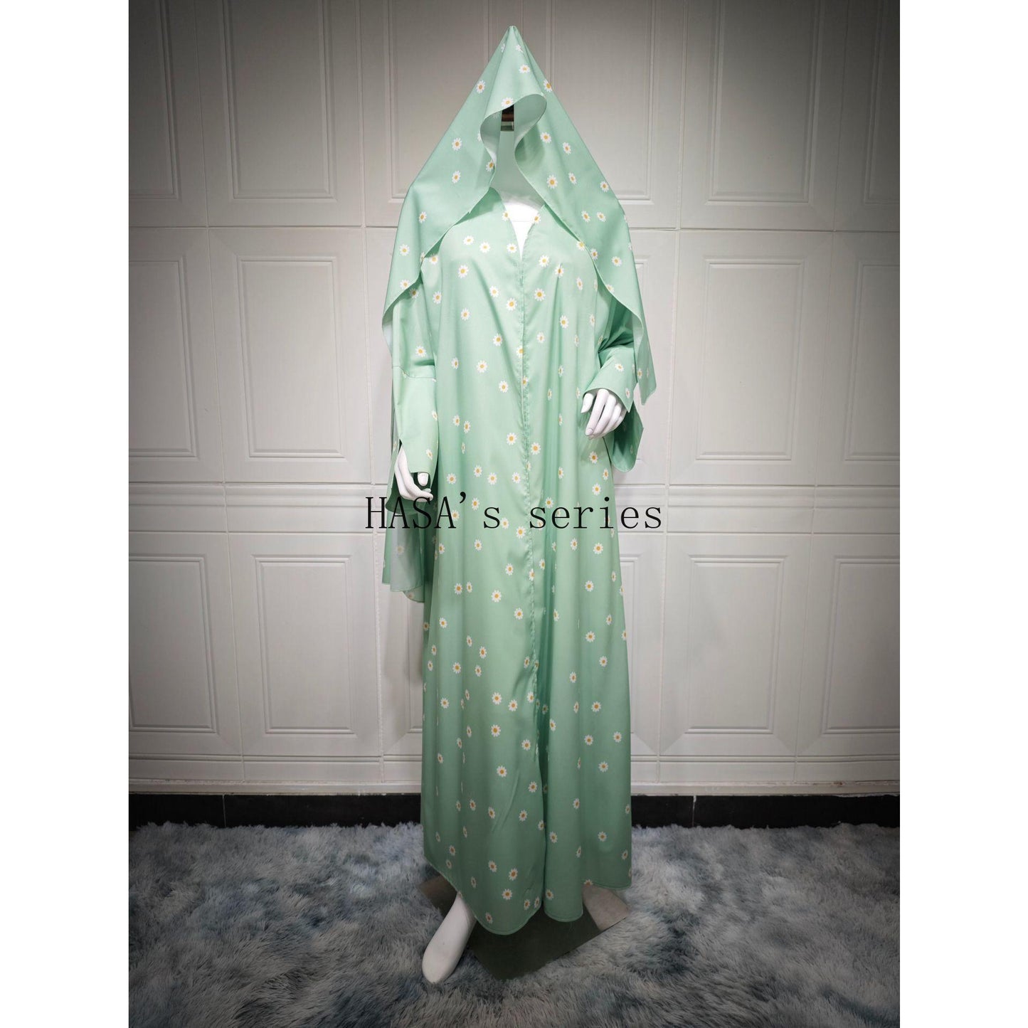 HS5104 Fresh and stylish printed loose-fitting cardigan, a long-sleeved, flowing long coat.