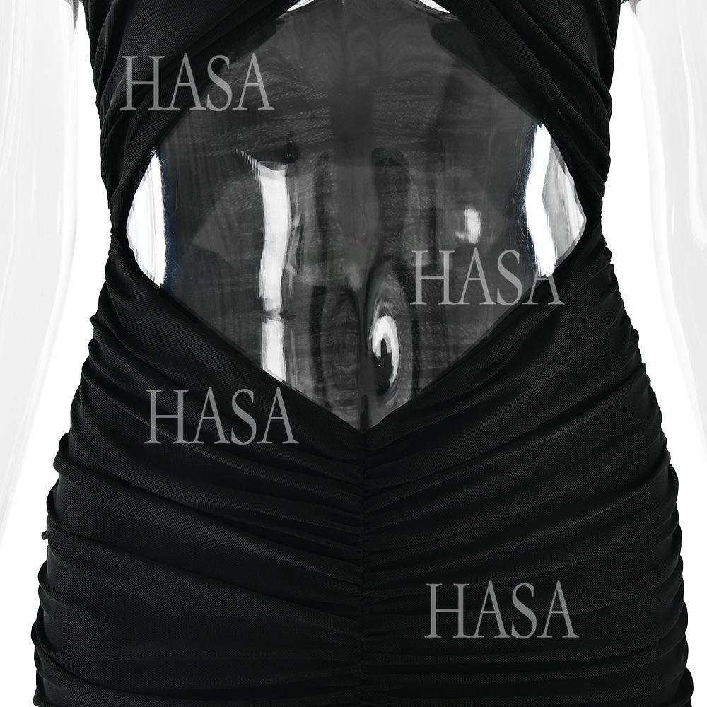 HASA HS6769 Luxury High Neck Body Sculpt Maxi Dress