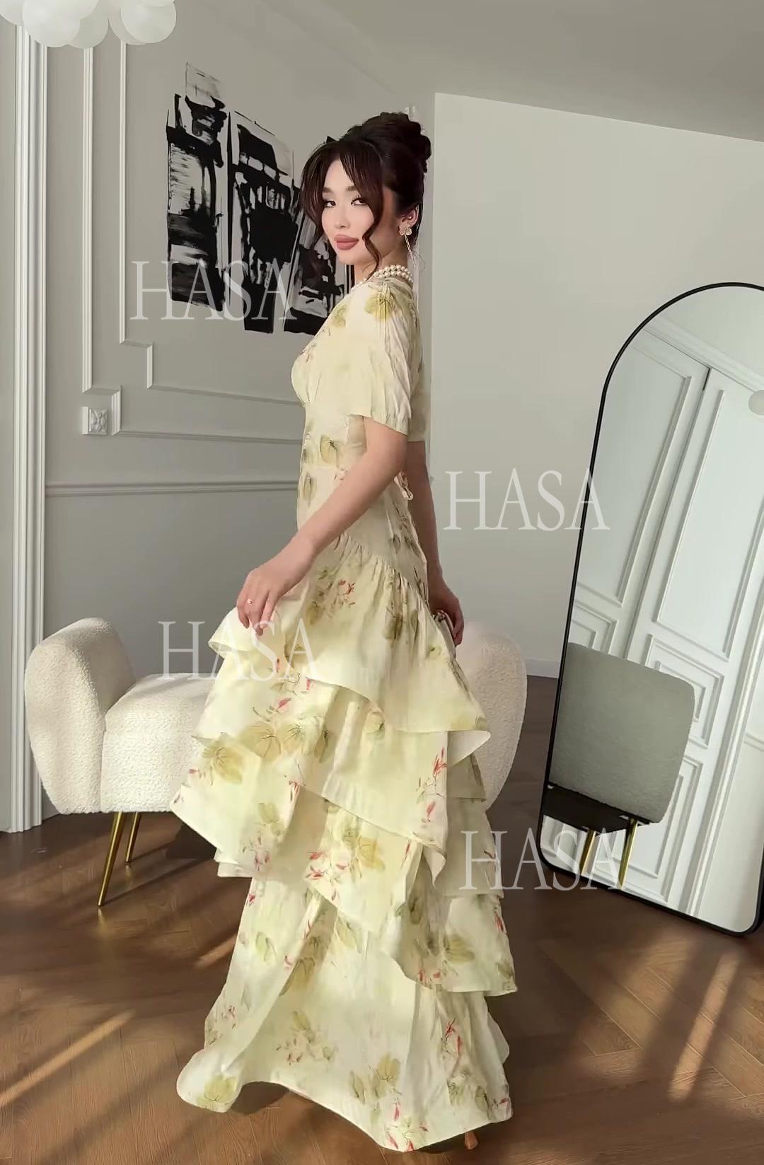 HS6747 Soft Girl Inspired Flowing Maxi Dress