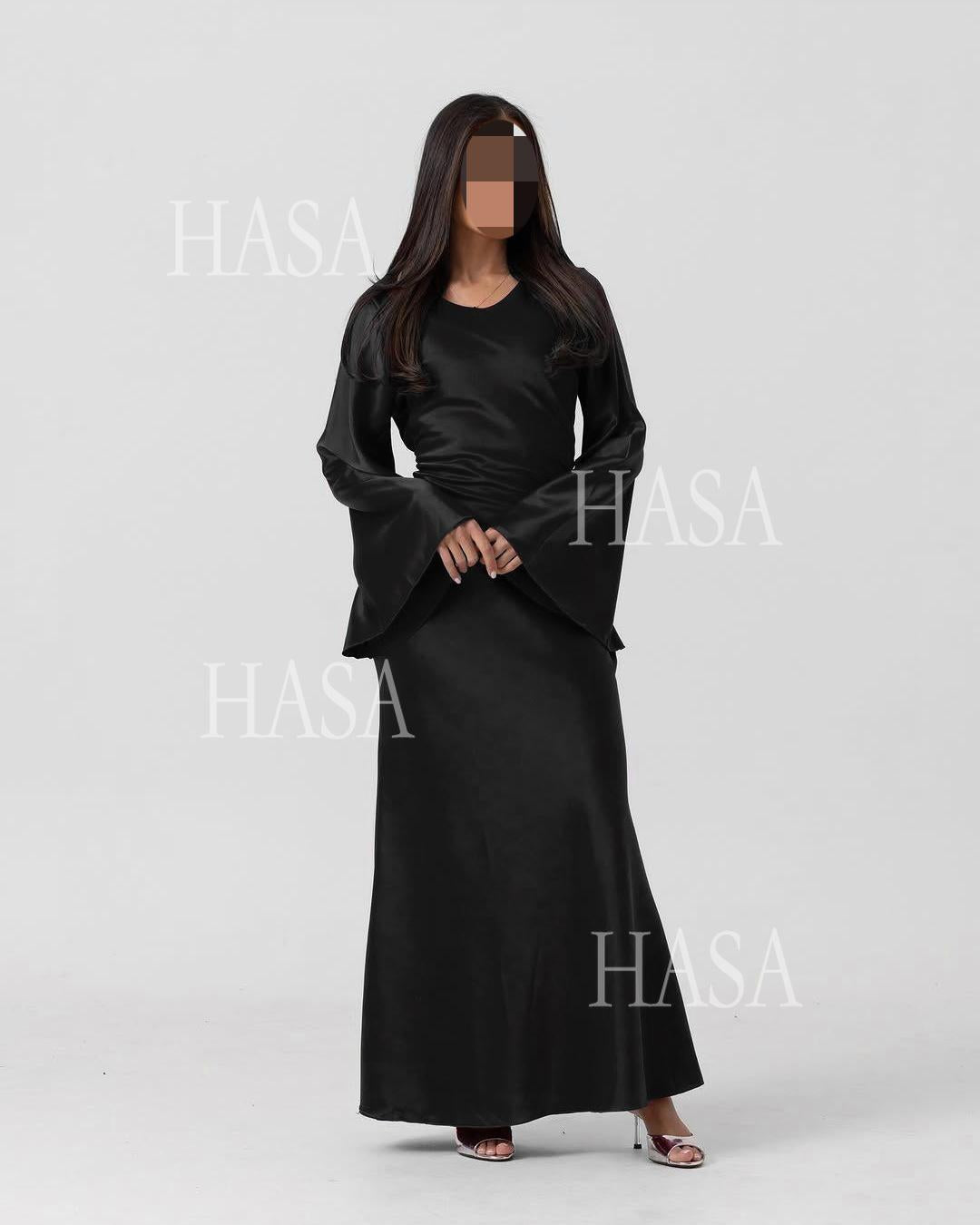 HS6491 Elegant Bell Sleeve Maxi Dress