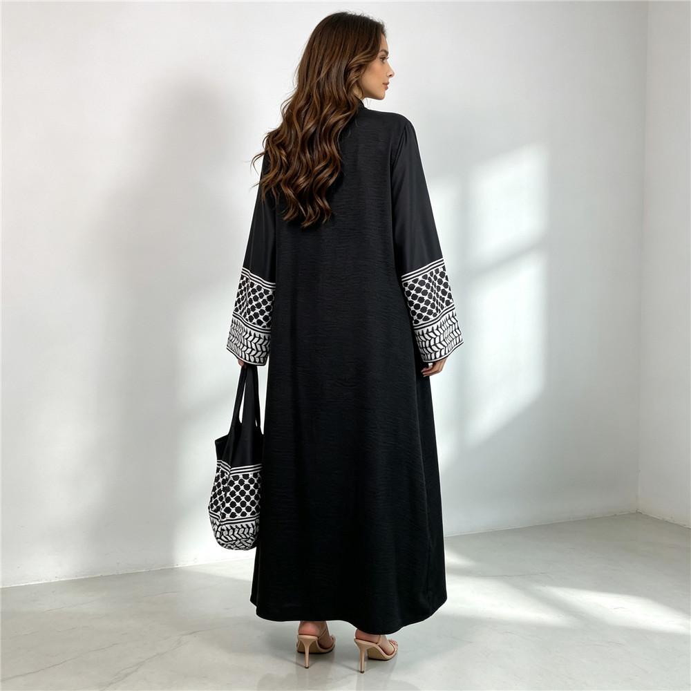 HASA HS6816 Fashion Printed Spliced Cardigan Robe with Bag