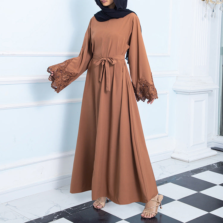 HS0303 Solid color collage embroidery women's dress