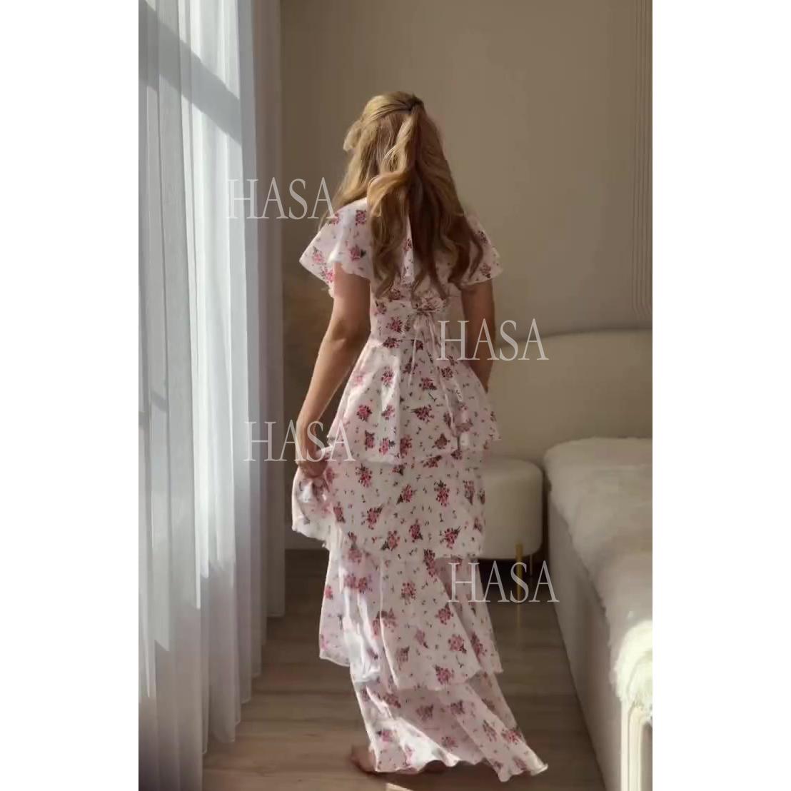 HASA HS6800 Dreamy Ruffle Maxi Dress for Special Days