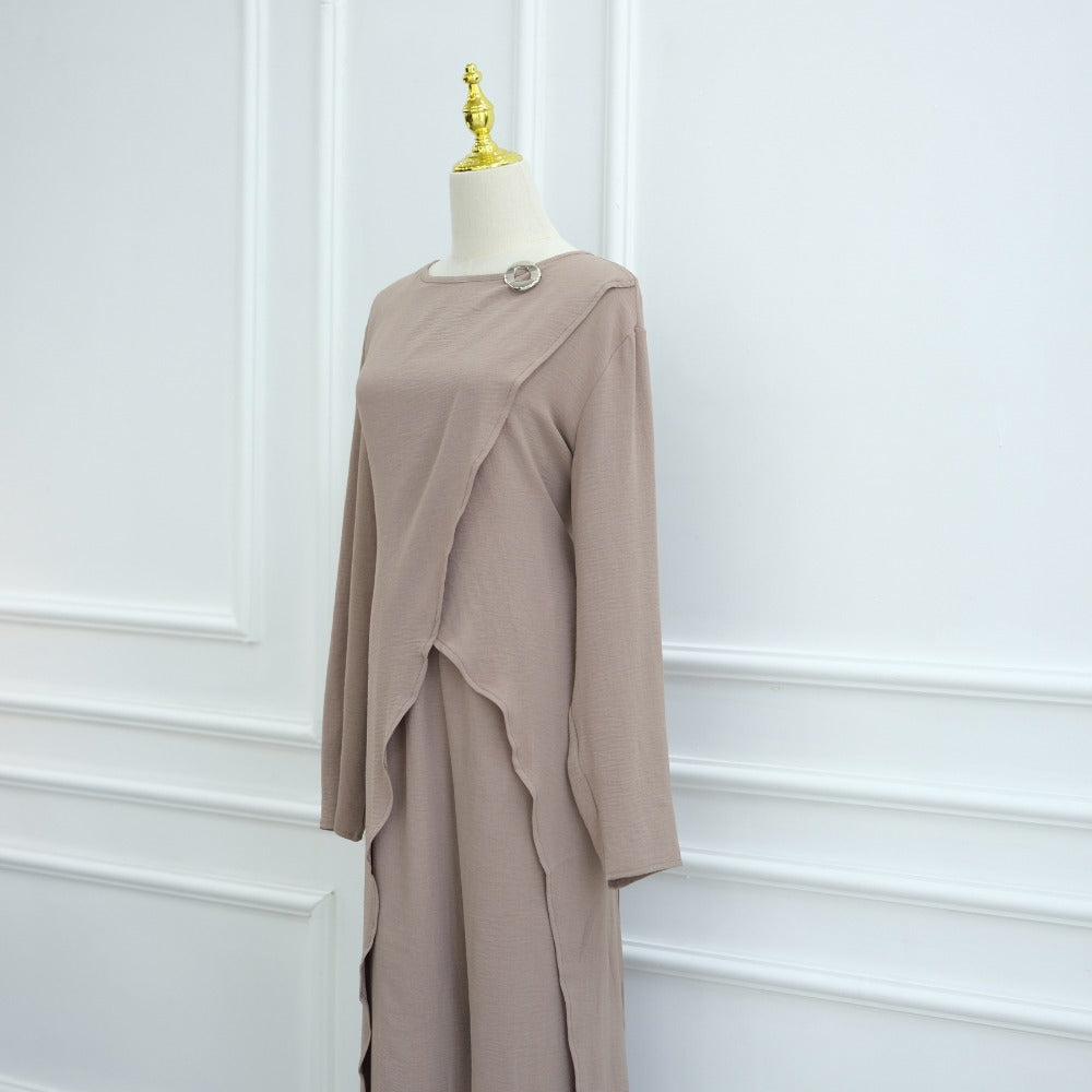 HS6605 Stylish asymmetrical two-piece set (with optional headscarf)