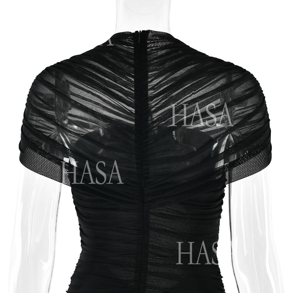 HASA HS6769 Luxury High Neck Body Sculpt Maxi Dress