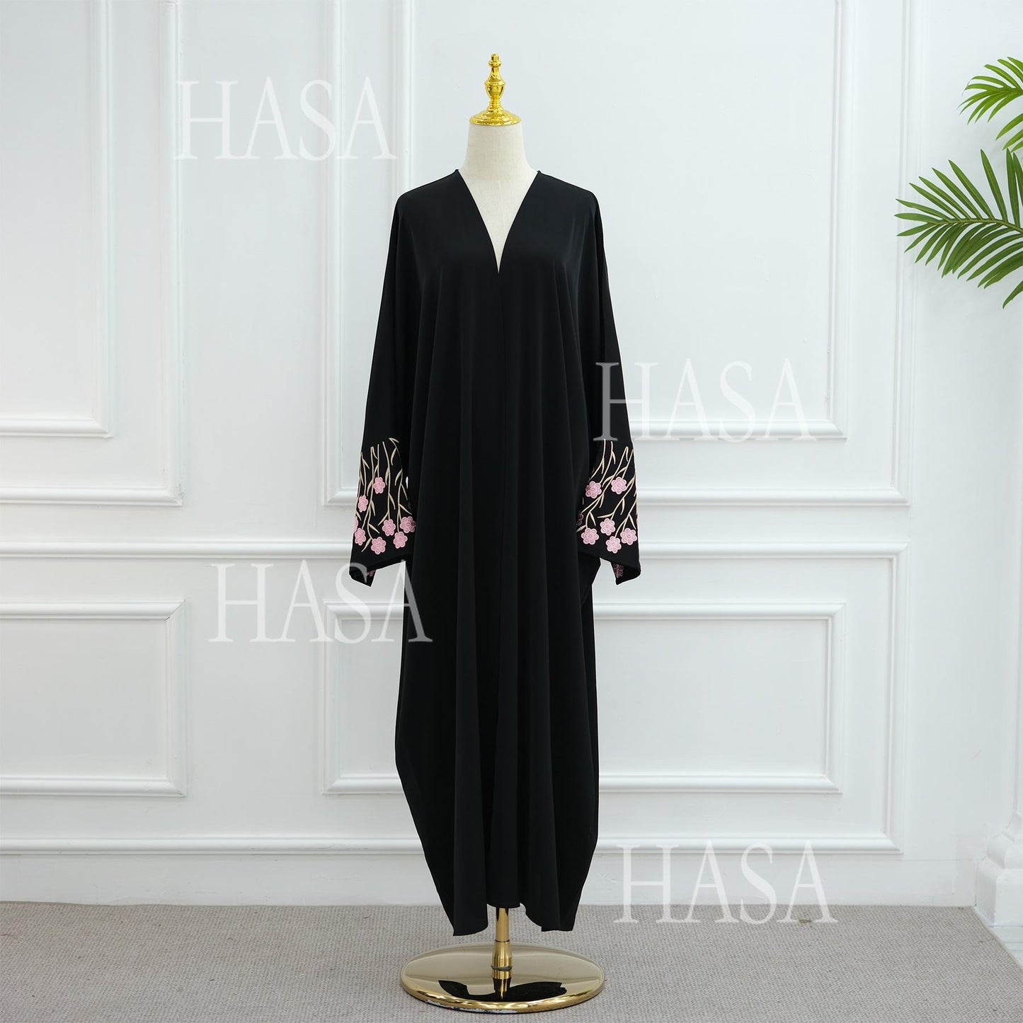 HS6529 Embroidered cardigan robe with headscarf, optional inner wear combination