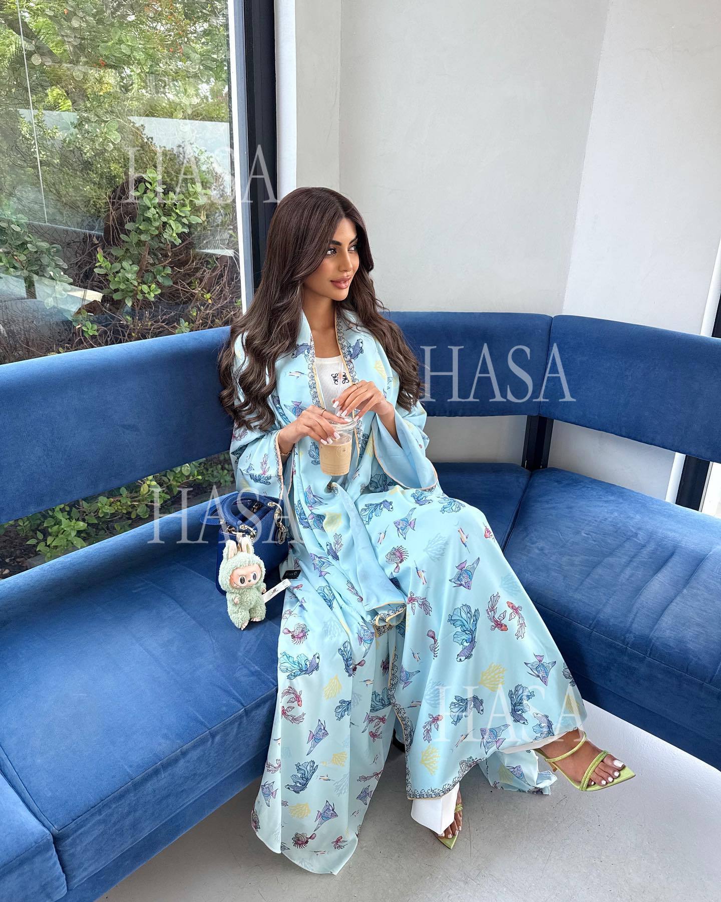 HASA HS6808 Modest Floral Maxi Abaya Cardigan