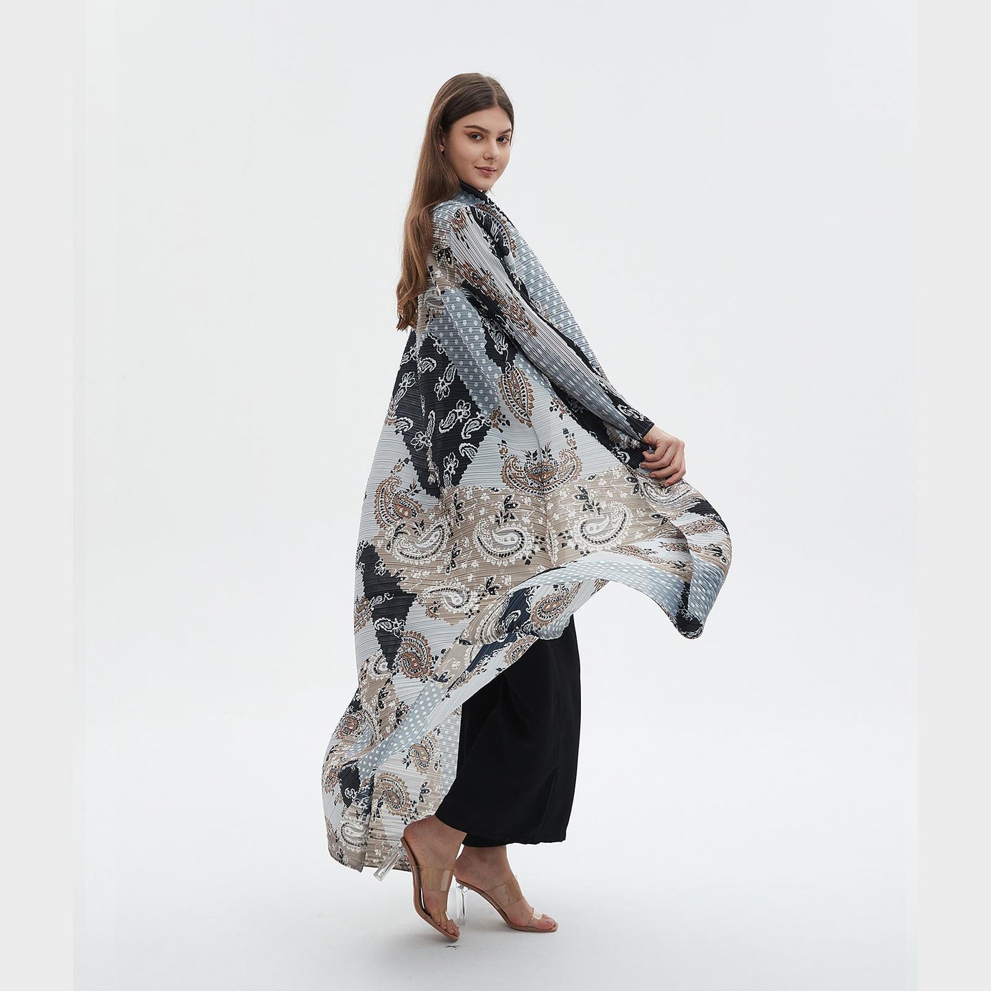 HS6713 Ethereal Blue , Elevated Abaya Style with Paisley Prints