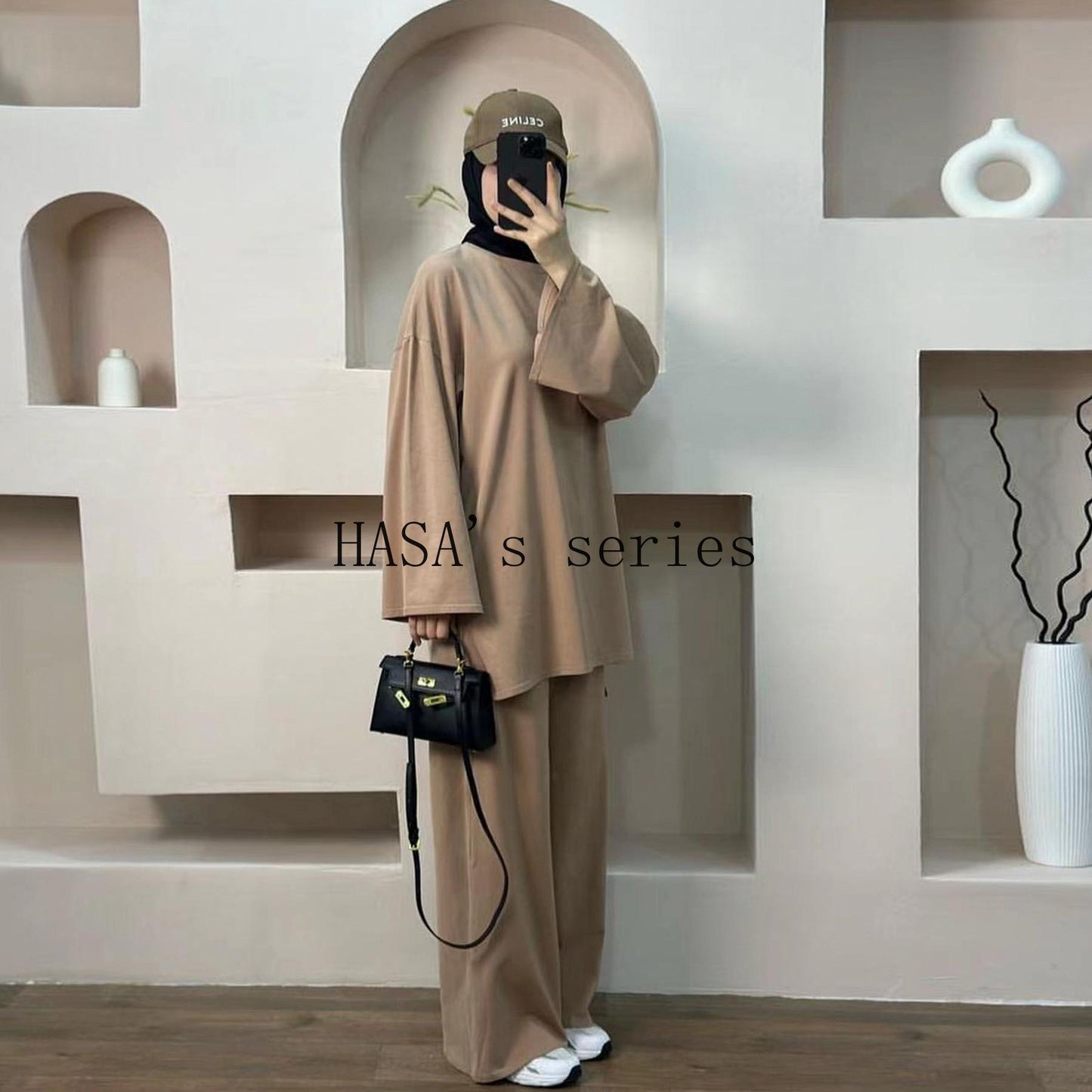 HS5488 Fashionable and Comfortable Loose Two-piece Suit - Simple Solid Color Design two  piece co  ords