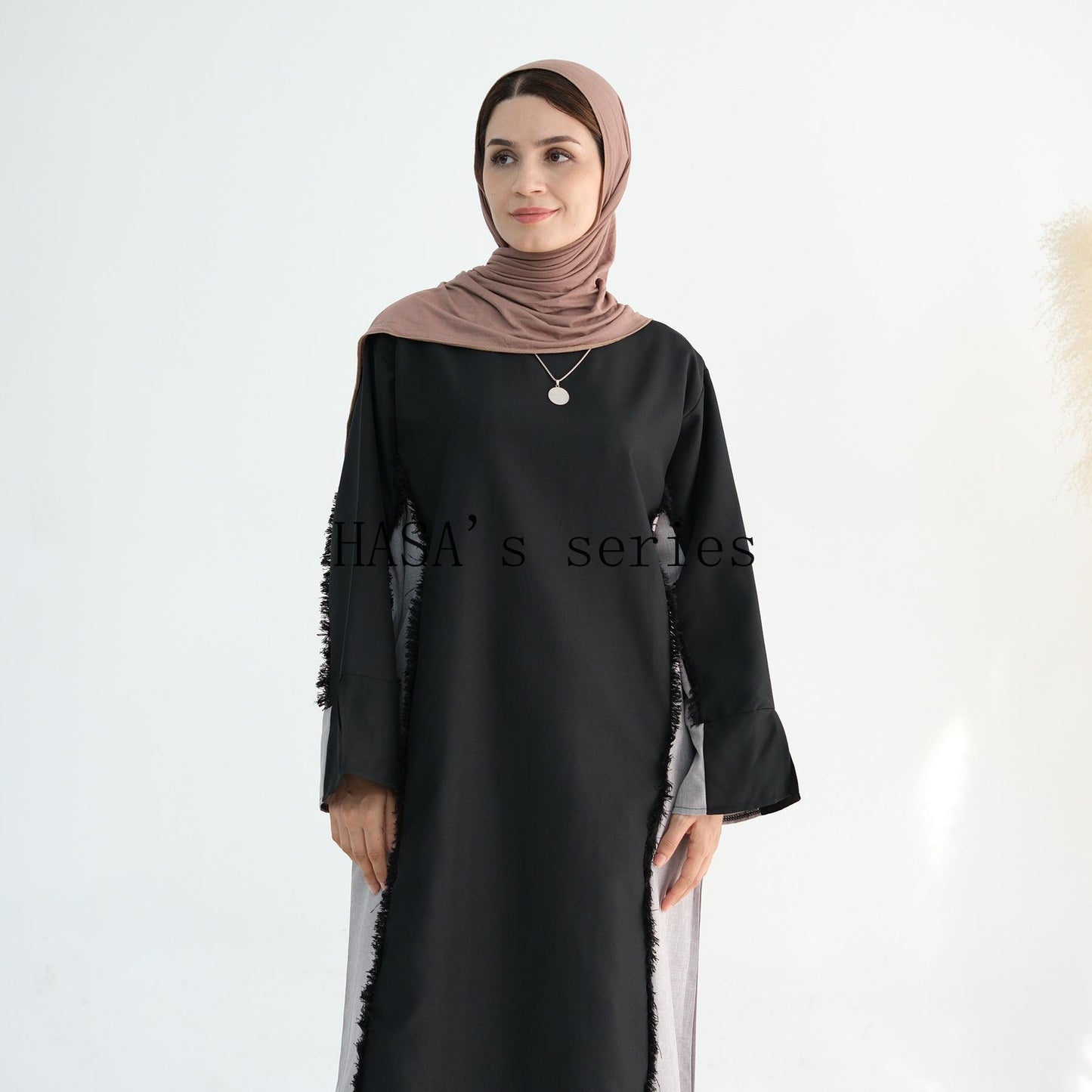 HS5508 Elegant patchwork robe - lightweight and comfortable, showing fashion taste plain casual dress