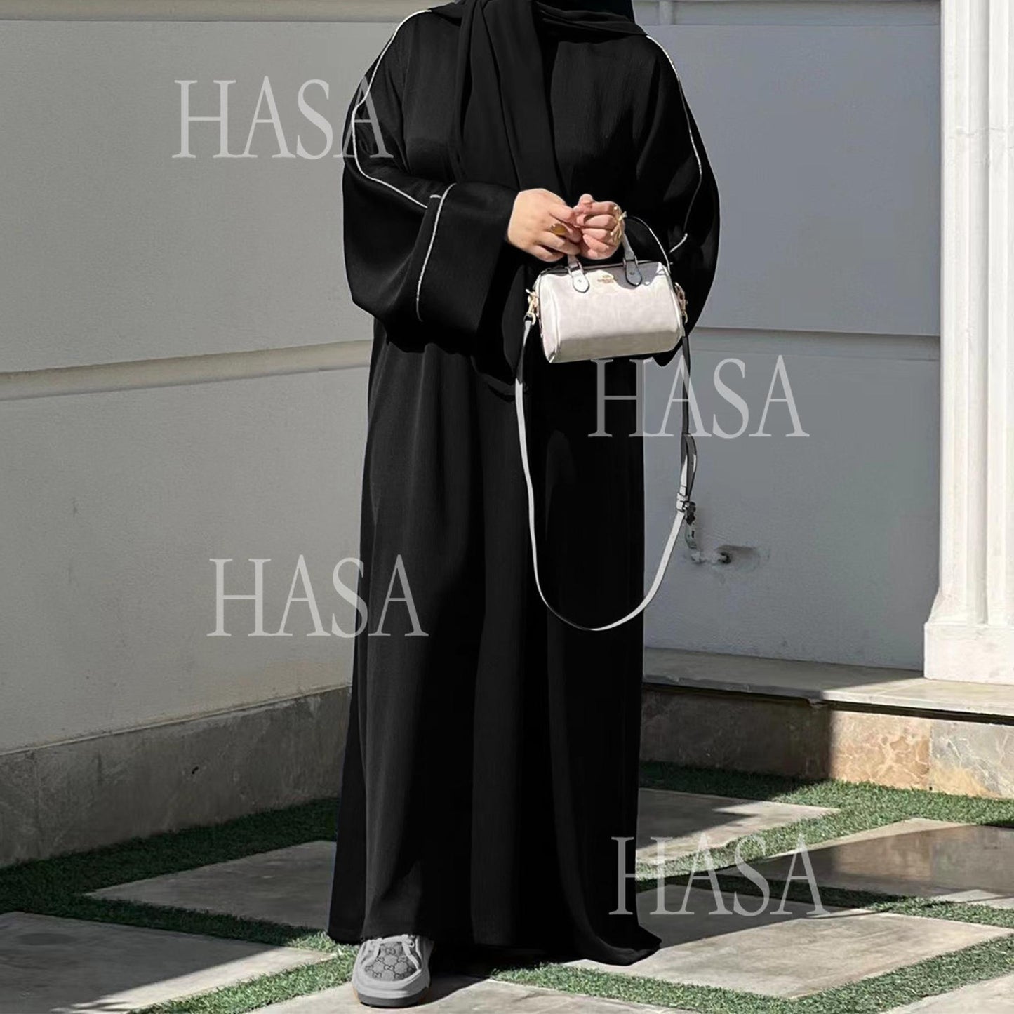 HS5876 Robe with Detailed Design and Gentle Texture for Daily Light Wear abayas
