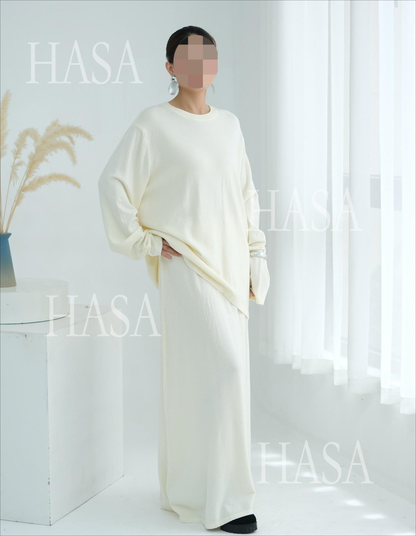 HS6609 Autumn and winter thickened knitted two-piece suit (excluding headscarf)
