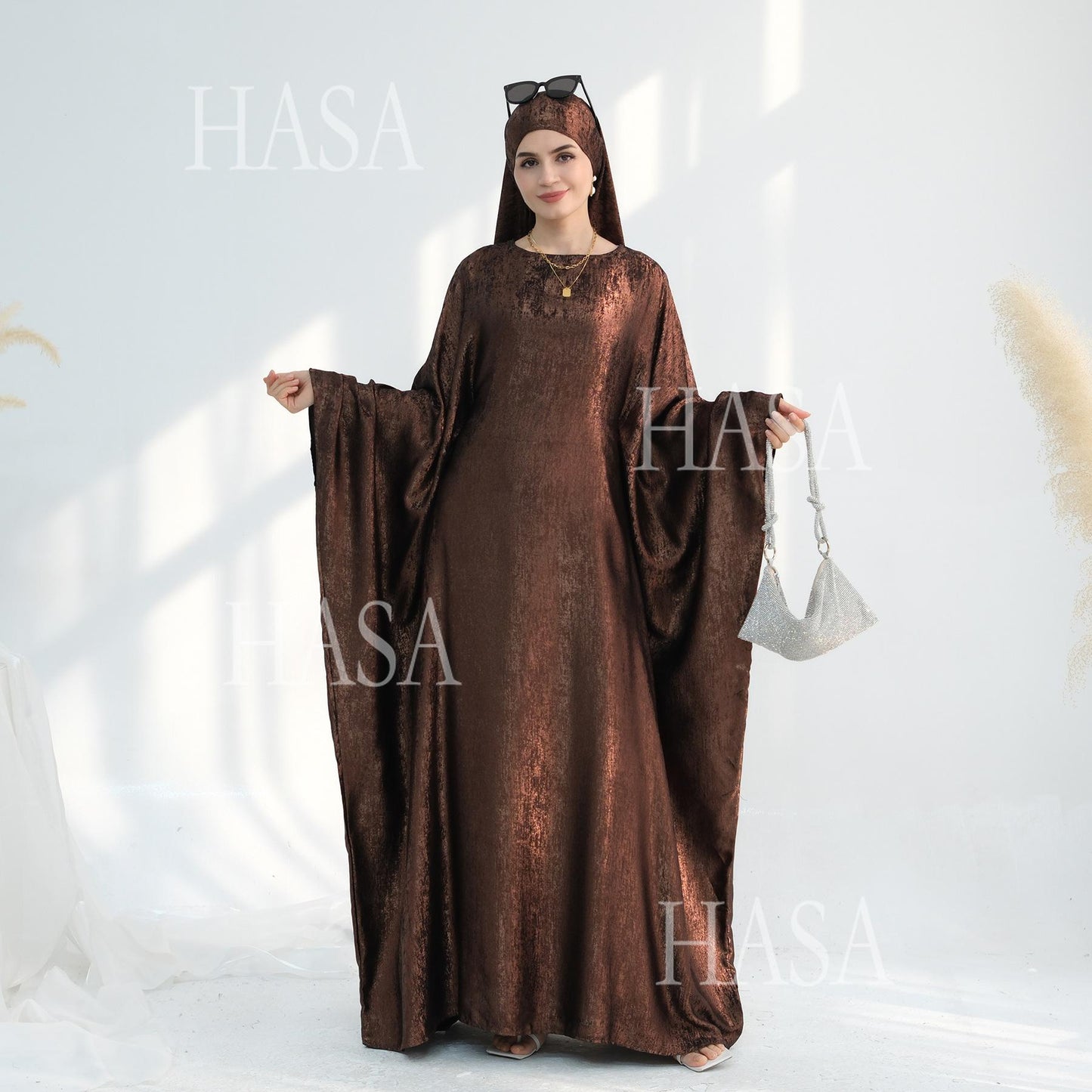 HS5879 Light-sensing Two-piece Dress | with Headscarf Design, The Overall Matching Is More Worry-free