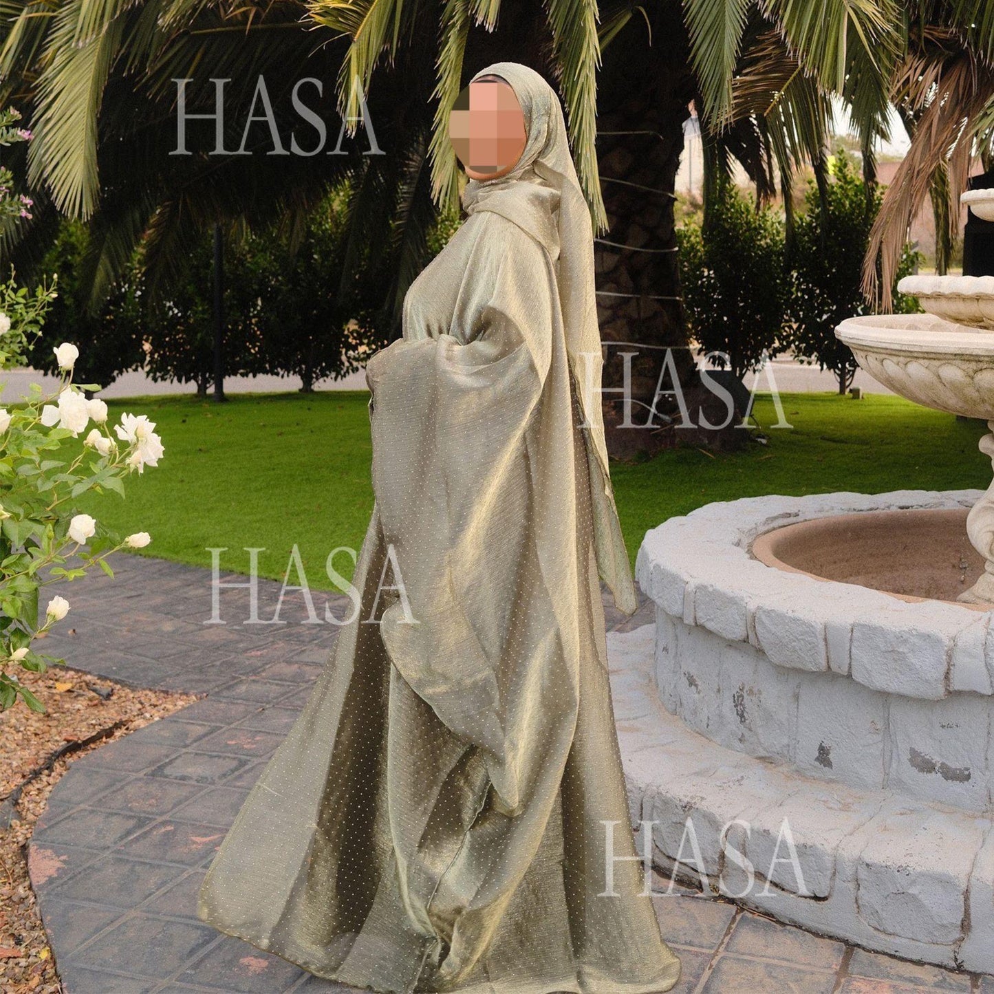 HS6493 Lightweight Ice Flower Ruffle Textured Rhinestone Robe Three-Piece Set