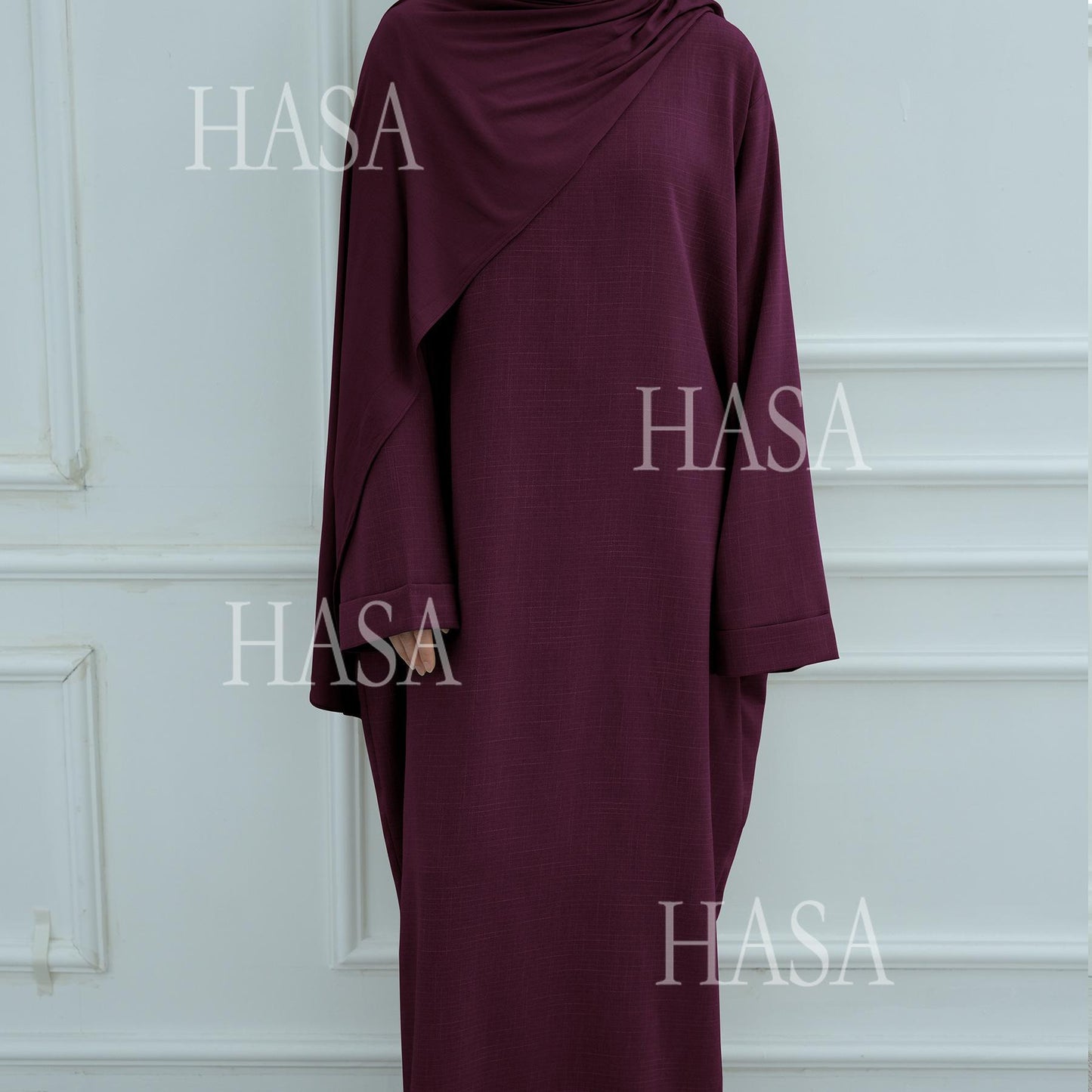 HS6577 Women's Solid Color Two-piece Long Skirt with Shawl Abaya
