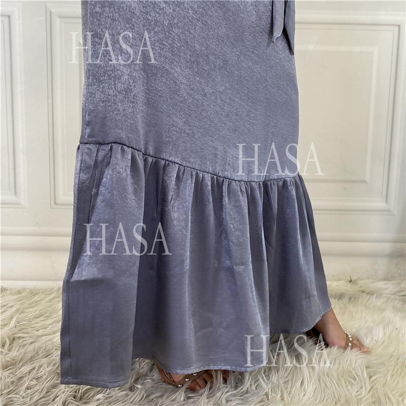 HS6591 Solid Color Turtleneck Long Sleeve Dress with Pleated Waistband