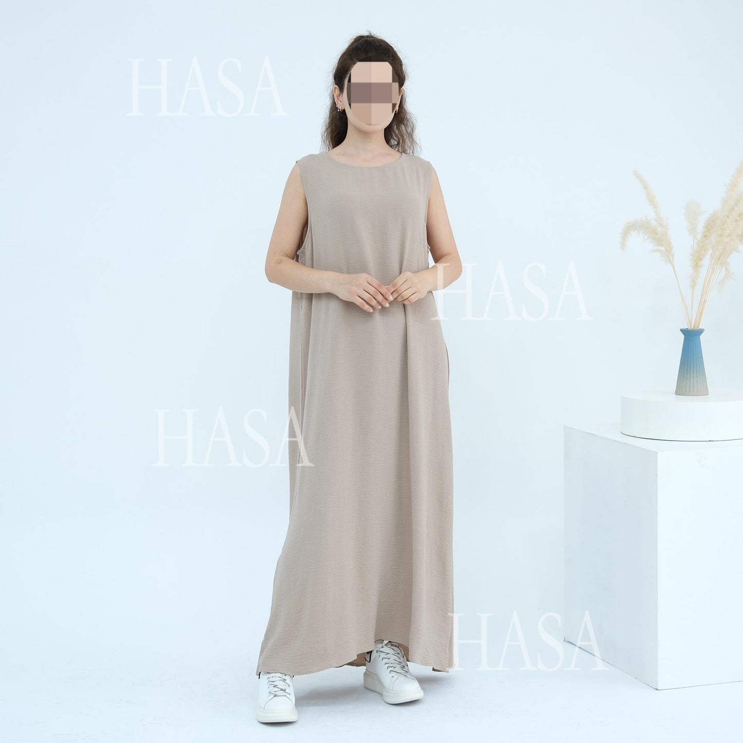HS6559  Solid Color Loose Robe Dress Two-piece Set
