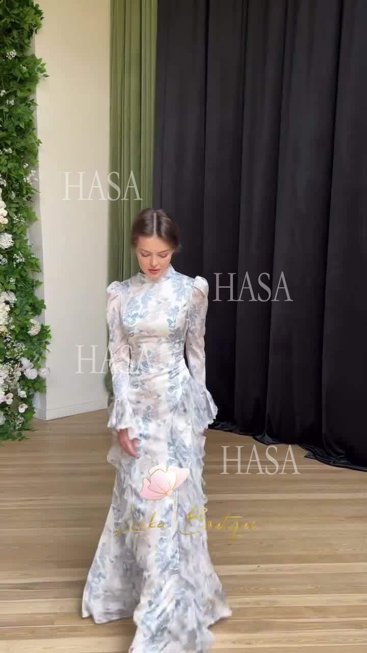 HS6735 Chic Feminine Maxi Dress with Elegant Floral Print
