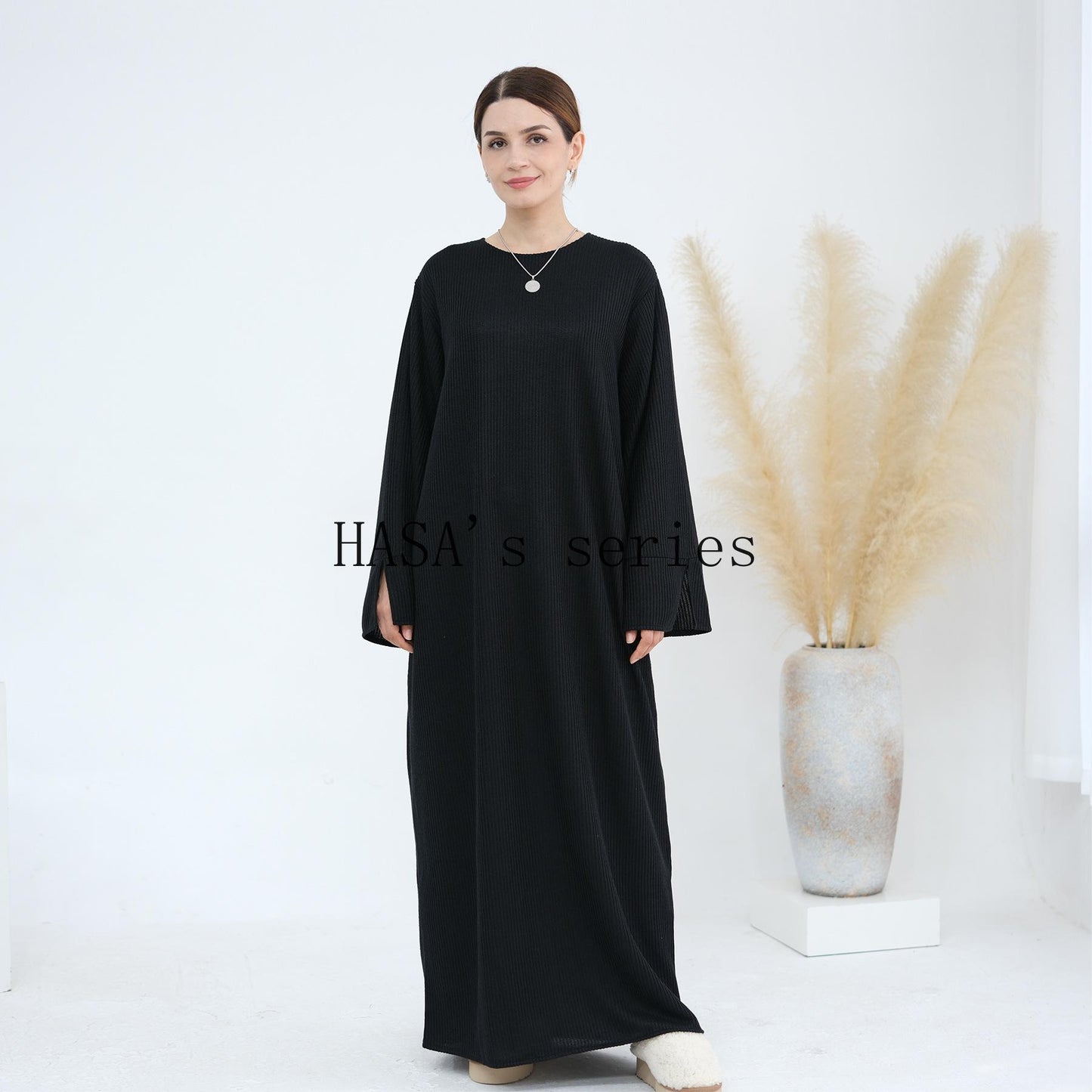 HS5440 Large Sleeve Thick Knitted Sweater Dress - Loose and Elegant Long Dress party  wear red dress thick  thigh 2  part bow  outfits