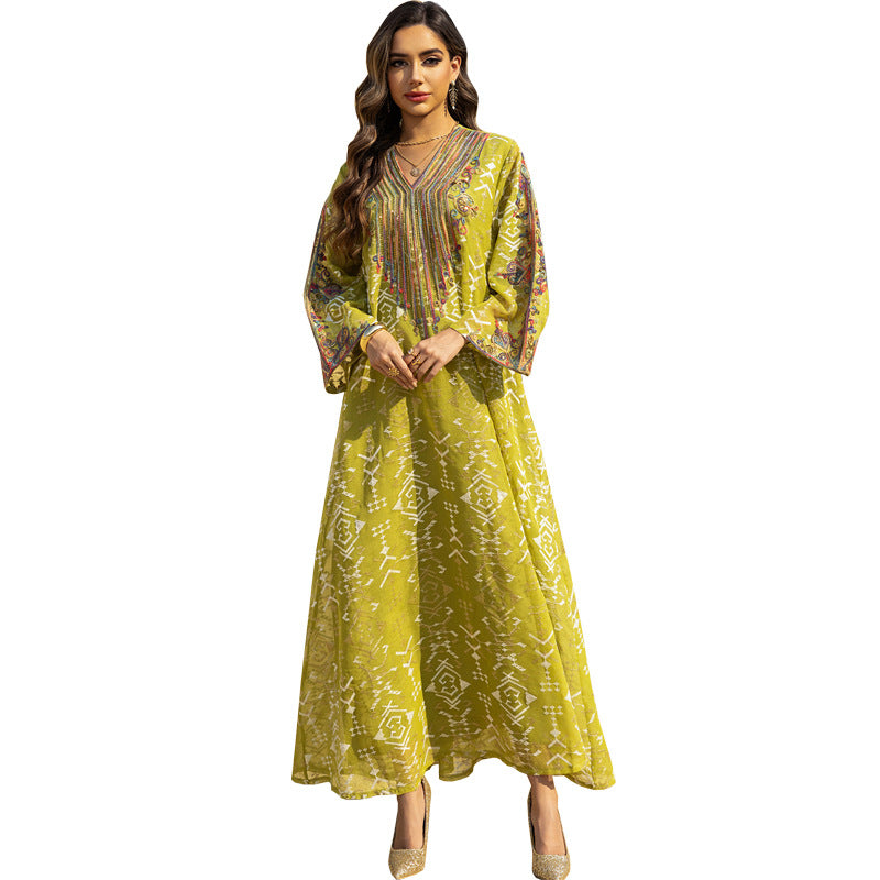 HS6658 Appliqué Patchwork Robe Dress: Lightweight Mesh Combined with Delicate Patterns