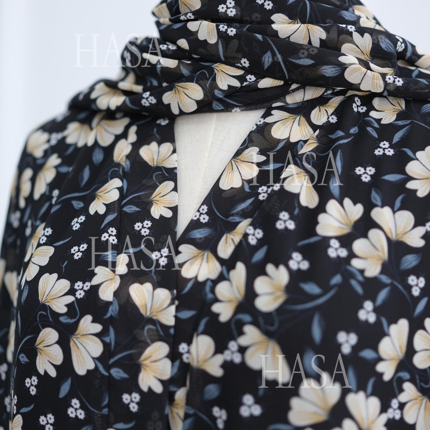 HS6515 Summer Printed Chiffon Jacket and Headscarf Two-Piece Set