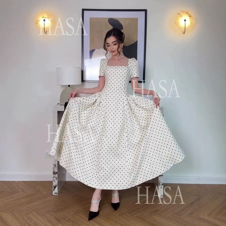 HASA HS6754 Soft Girl Polka Dot Maxi Dress