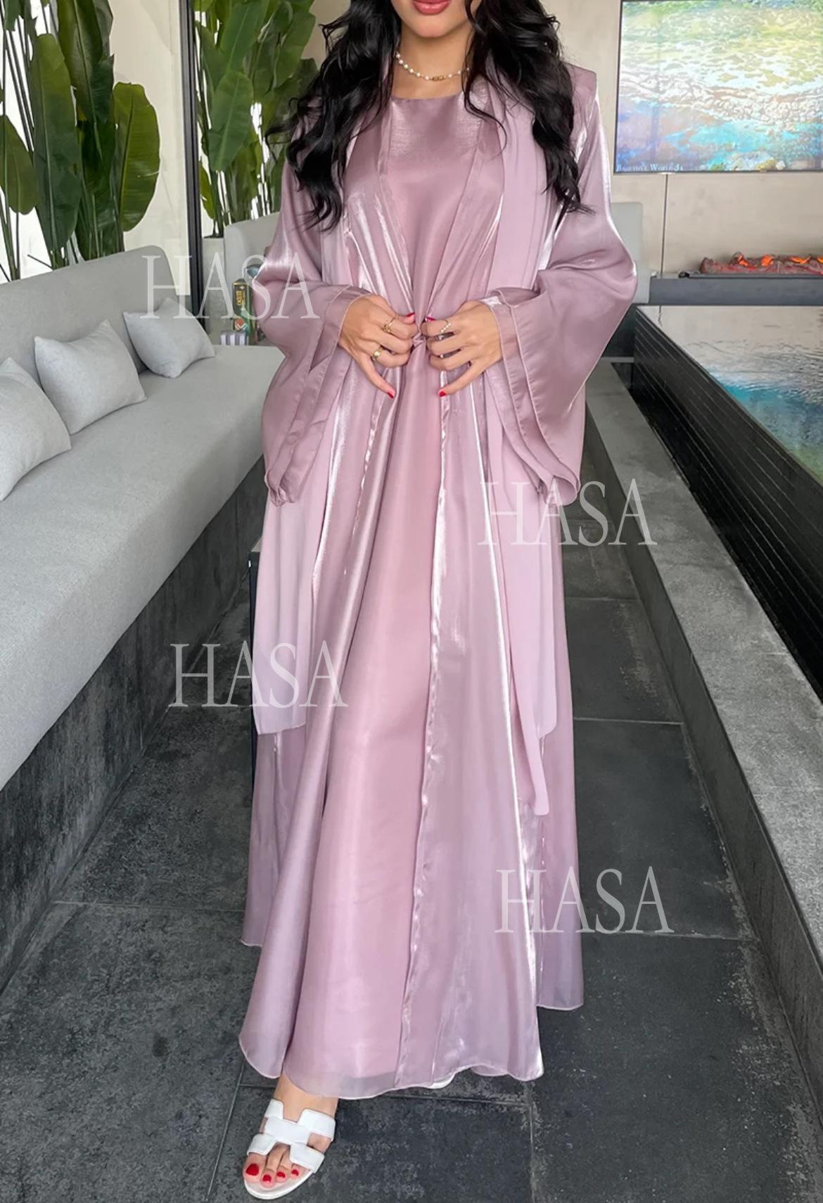 HS6579 Women's Purple Organza Two-Piece Robe (Long Skirt + Jacket)