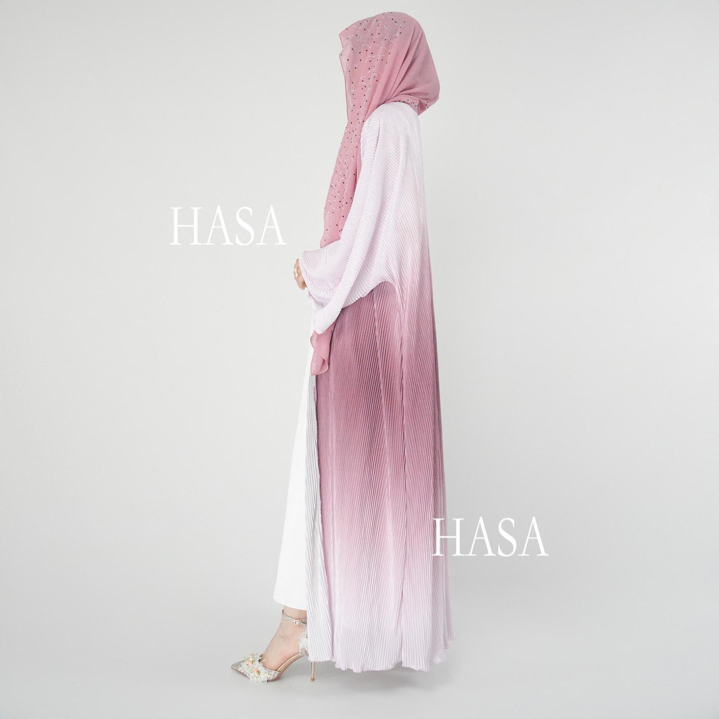 HS6321 Lightweight Ombré Cardigan with Elegant Pleats