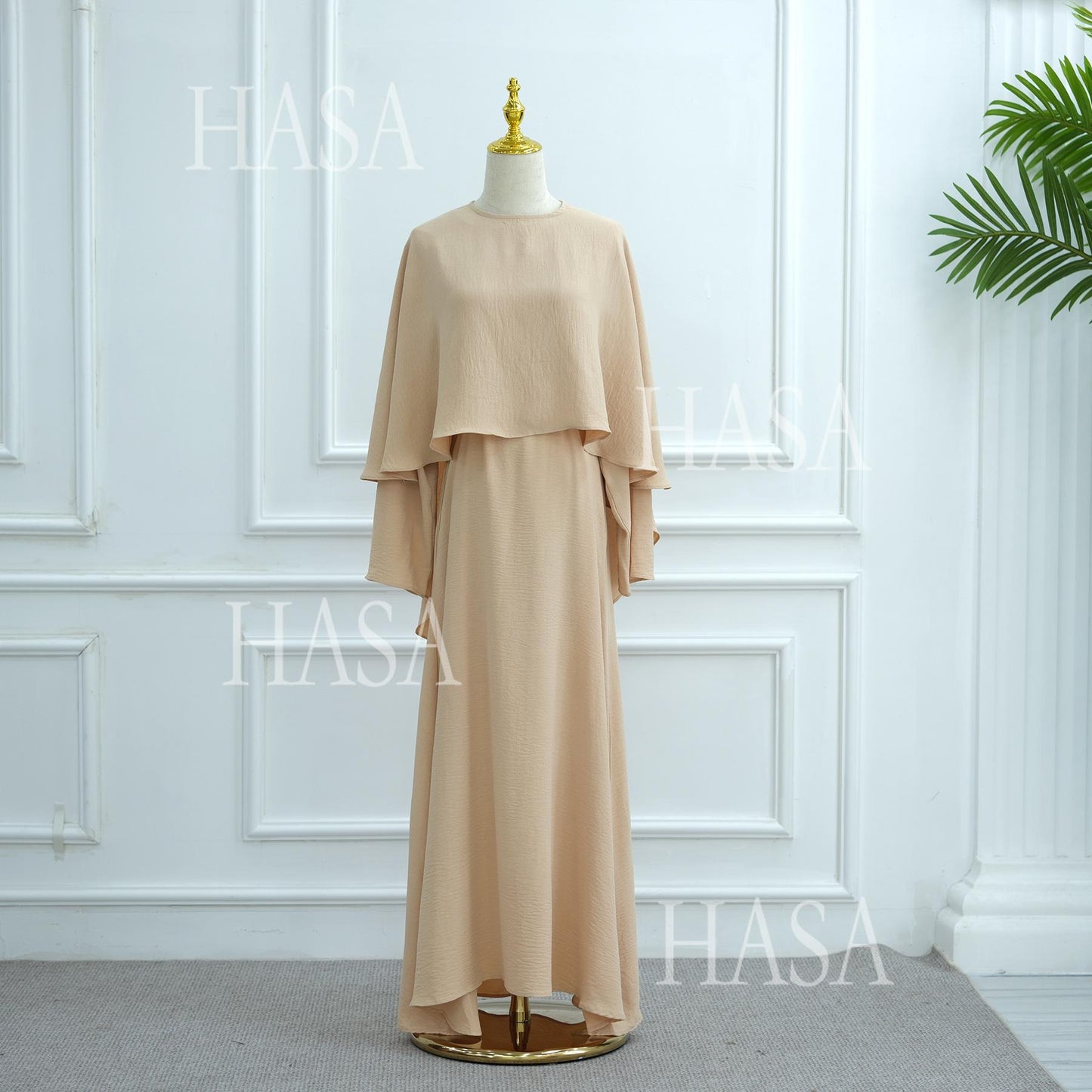HS6532 Slim-fit waist cape robe two-piece set