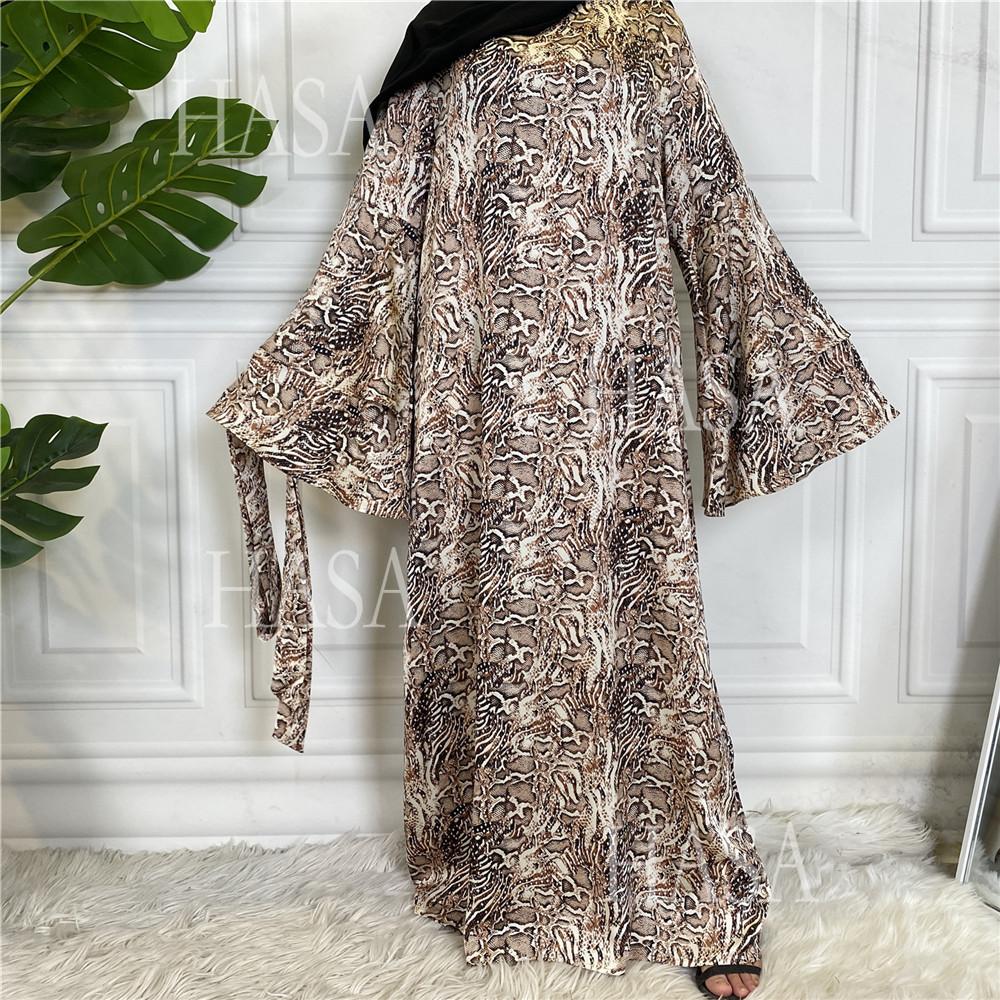 HS6590 Fashionable Printed Loose-fitting Dress with Lace-up Design and Wide Swing