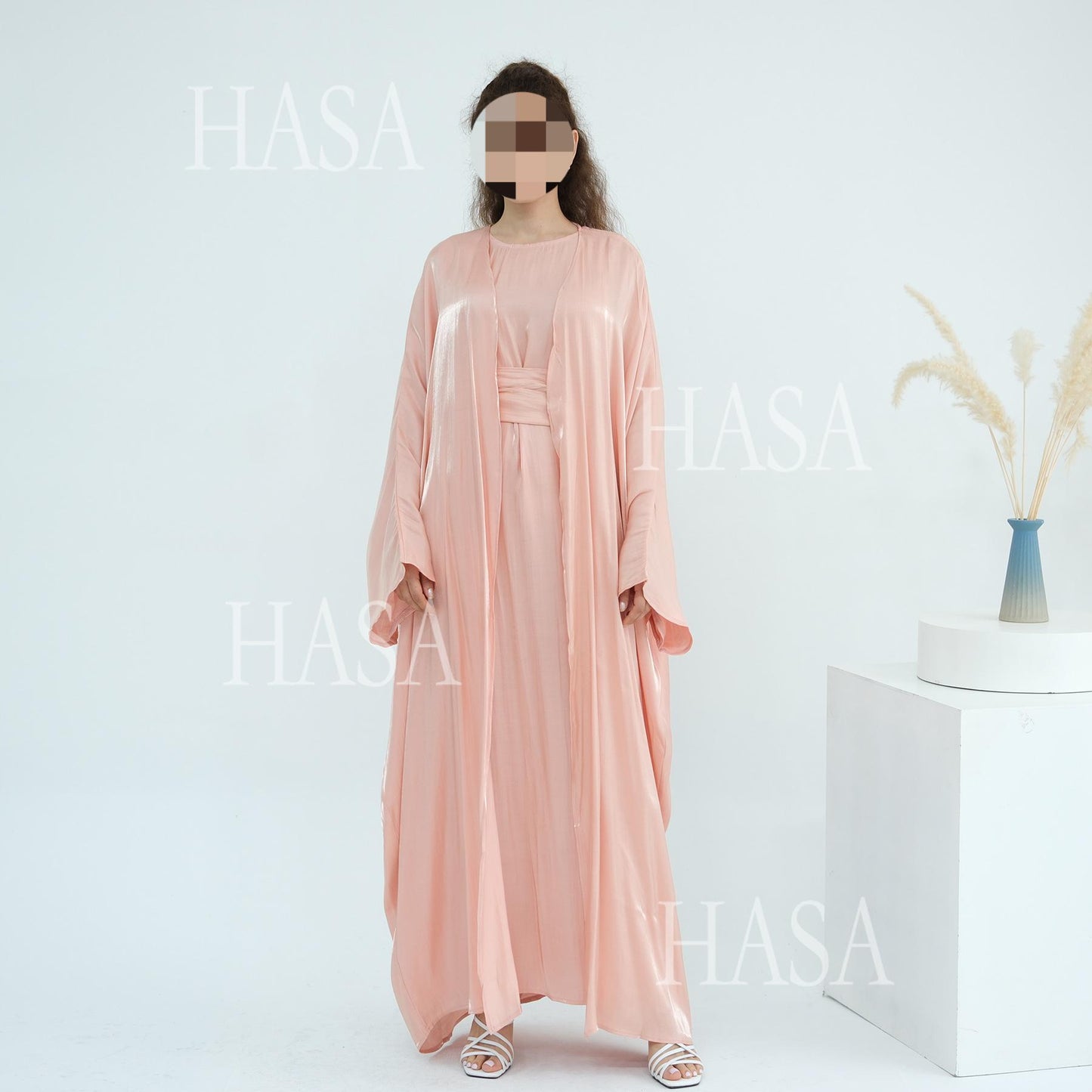 HS6530 Solid color simple two-piece long skirt suit
