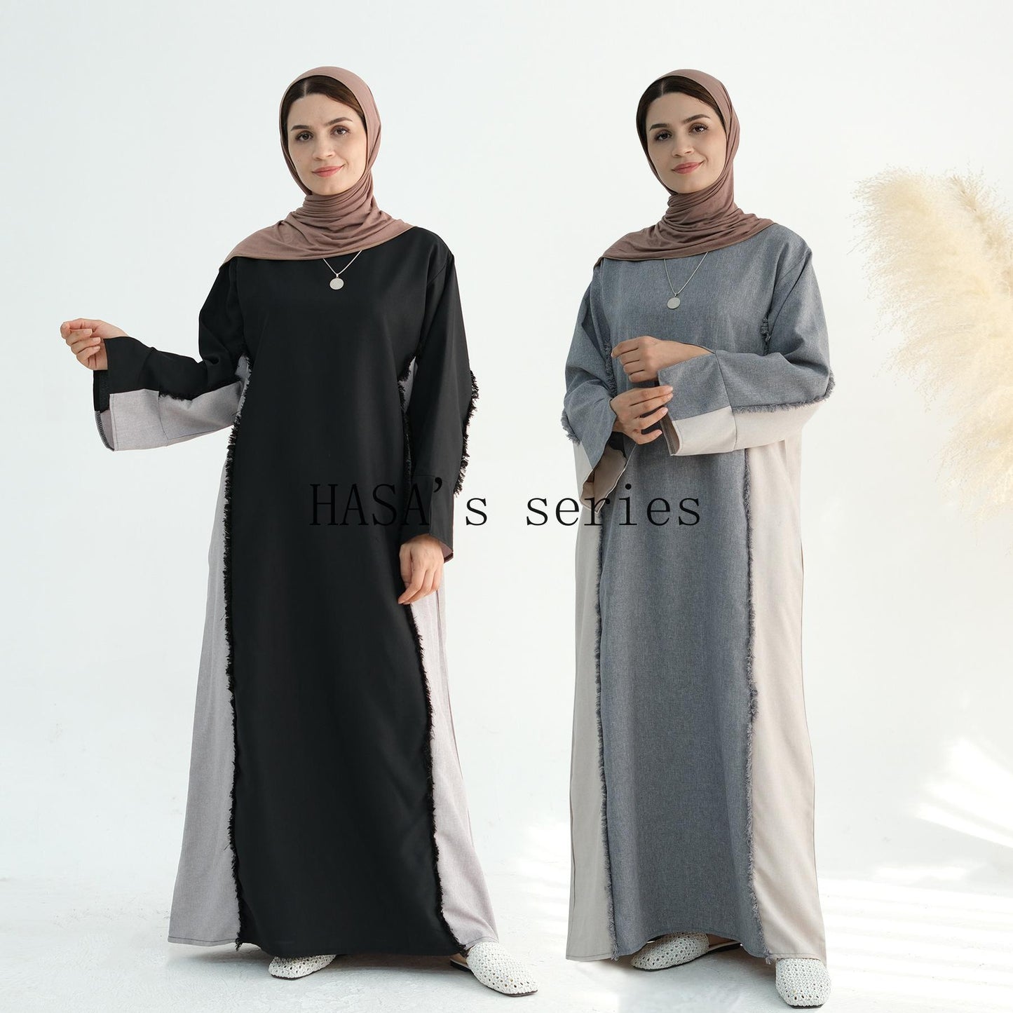 HS5508 Elegant patchwork robe - lightweight and comfortable, showing fashion taste plain casual dress