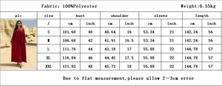 HS6655 Embroidered loose-fitting long dress | Soft drape and delicate cuff design