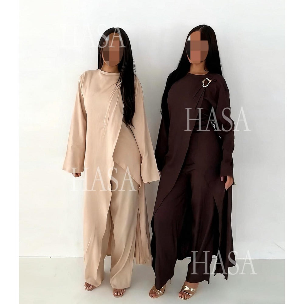 HS6605 Stylish asymmetrical two-piece set (with optional headscarf)