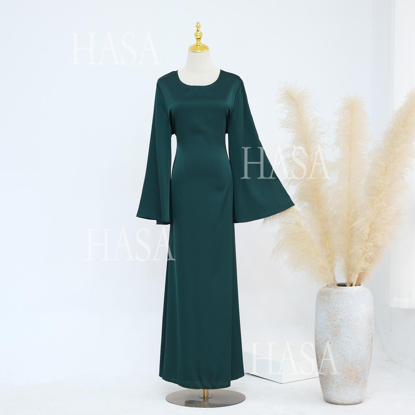 HS5870 Elegant drape two-piece robe dress-Light luxury street style abaya girl