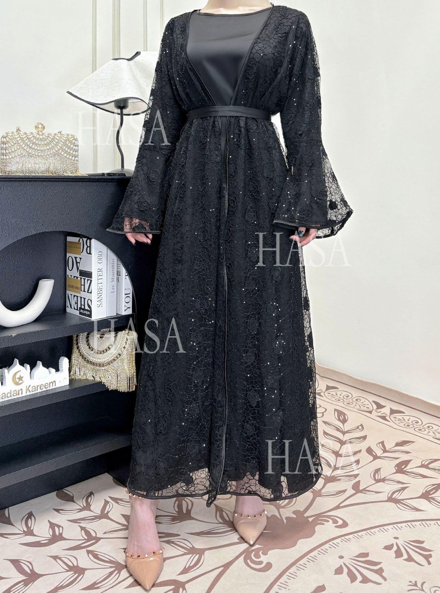 HS6482 Soft Lace Maxi Dress Set, Simple Loose Design