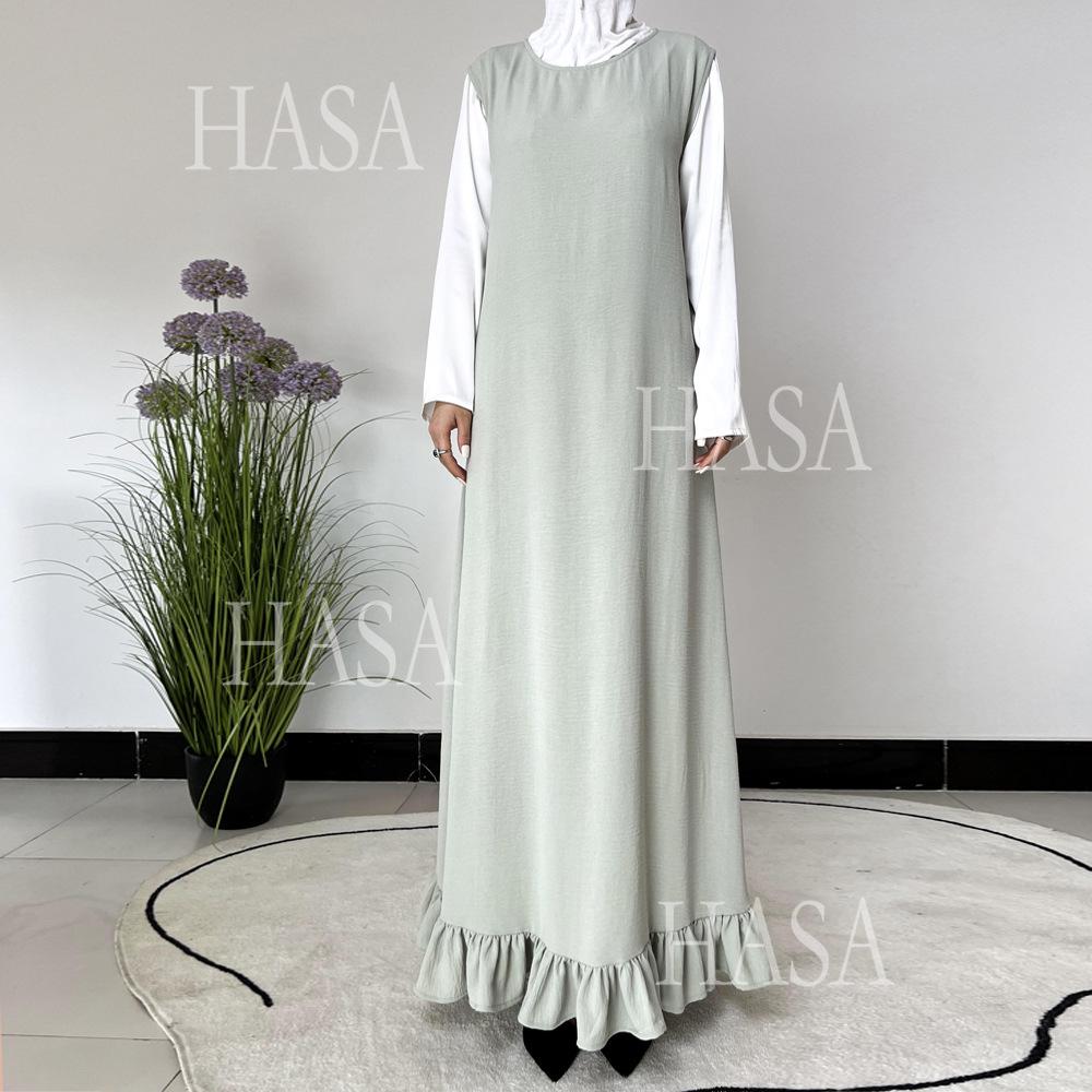 HS5860 Fashionable Imitation Linen Solid Color Robe, Breathable and Comfortable Leading The Trend abaya girl