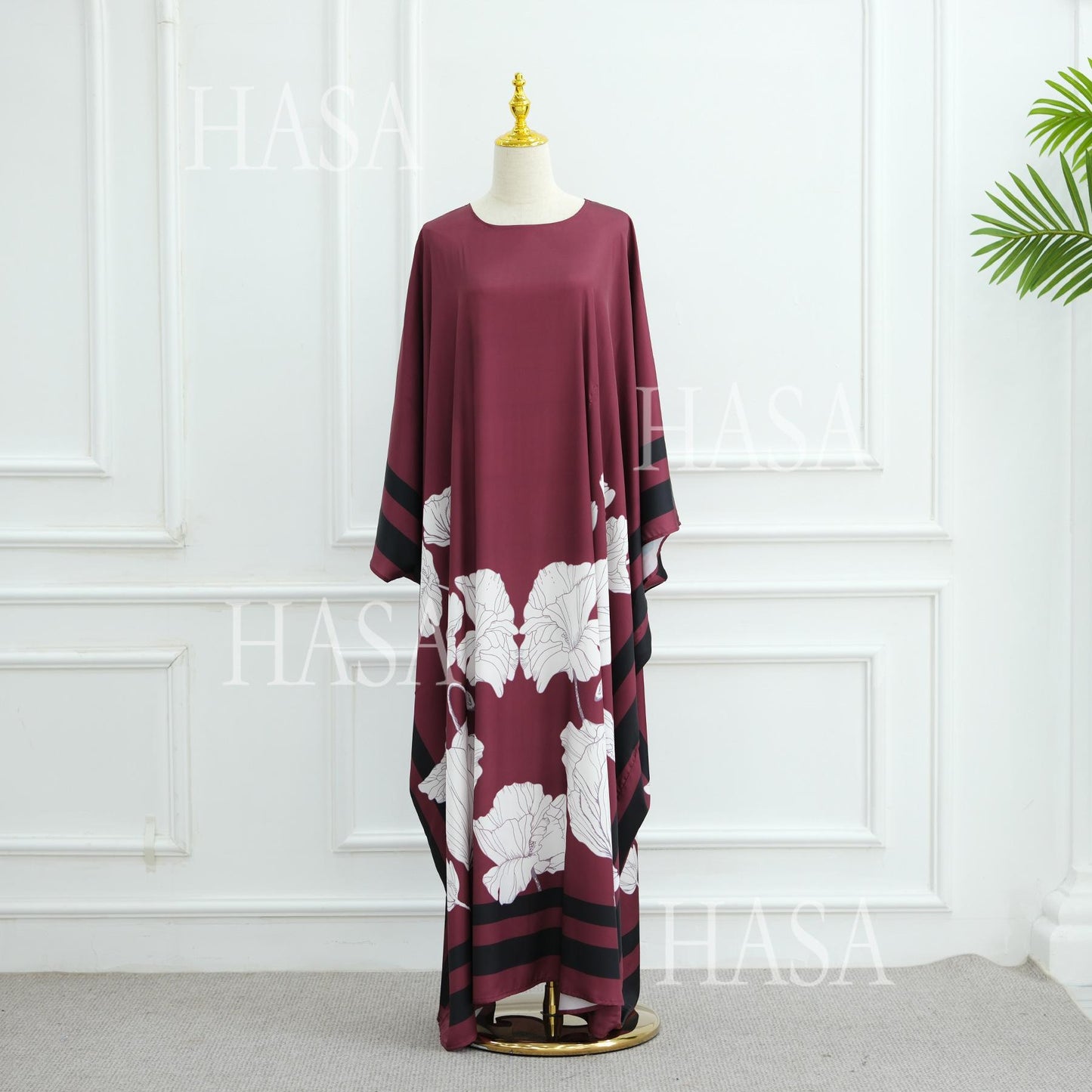 HS6556 Colorblock Print Cardigan Robe Dress