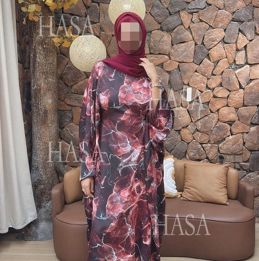 HS6621  Printed Long-sleeved Dress (with Optional Headscarf)