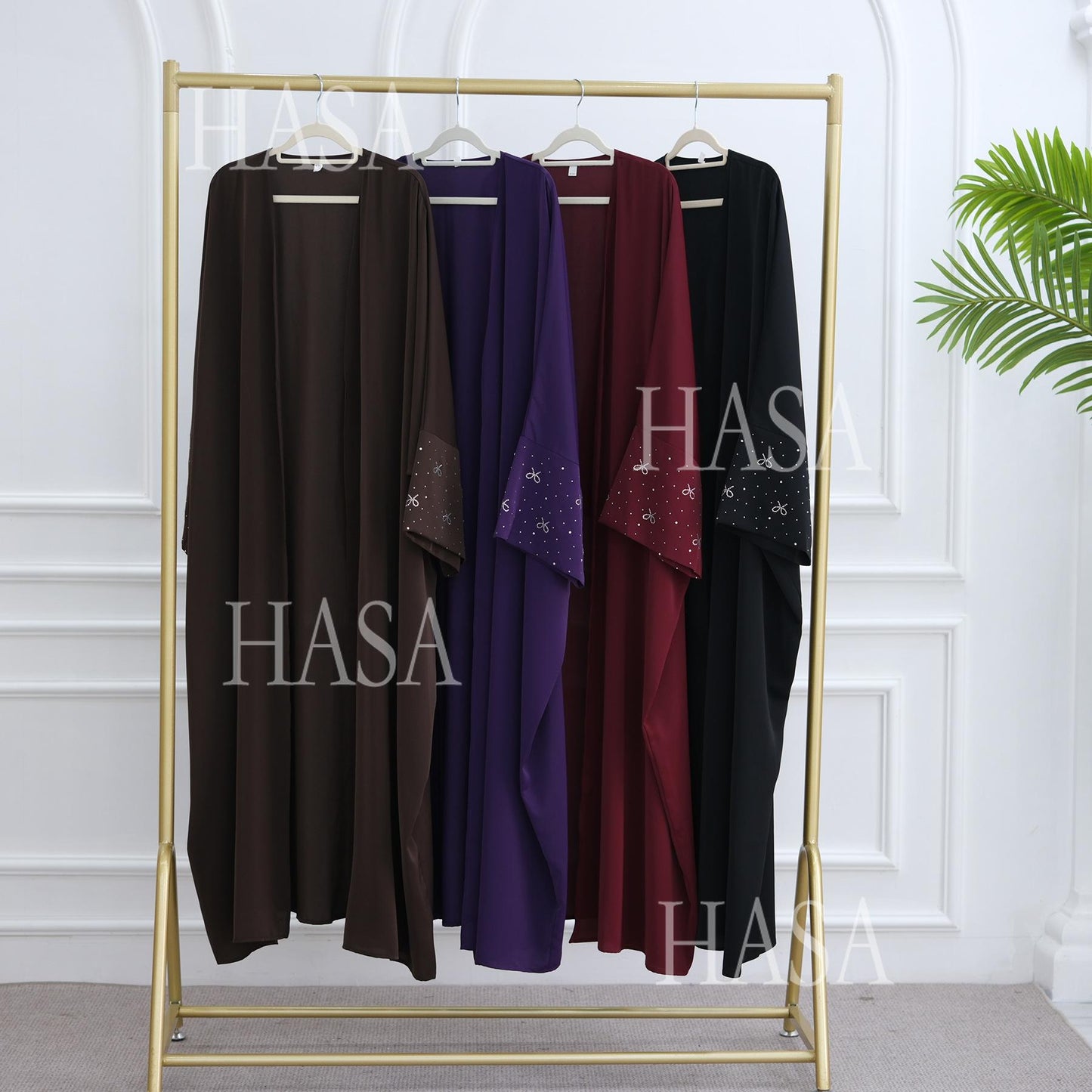 HS6492  Long-sleeved Robe with Bow and Beading