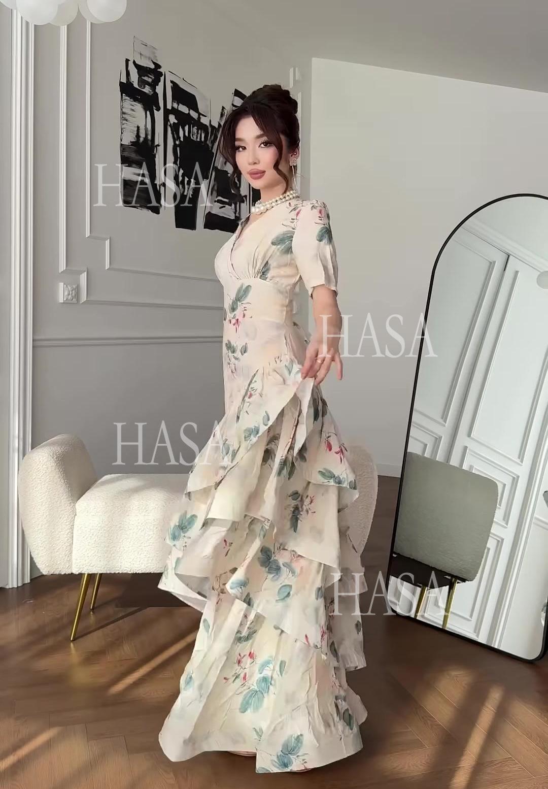 HS6747 Soft Girl Inspired Flowing Maxi Dress