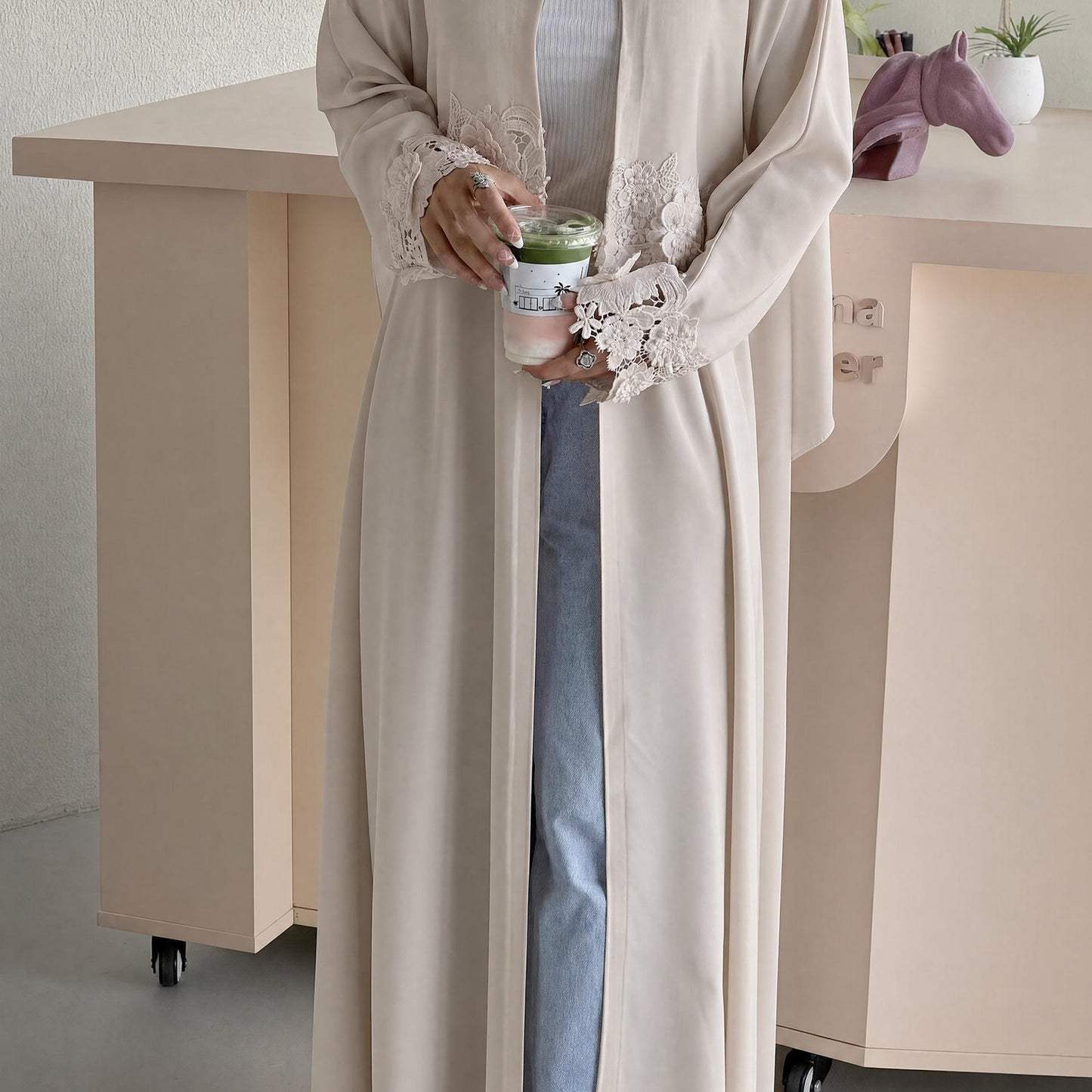HASA HS6813 Loriya Exquisite Waist Pendulum Lace Long-sleeved Cardigan, Commuting Versatile Cross-border Long-sleeved Outer