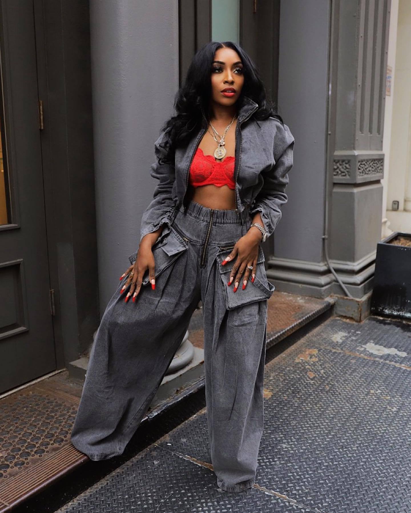 Blac Vintage washed denim co ord set for women