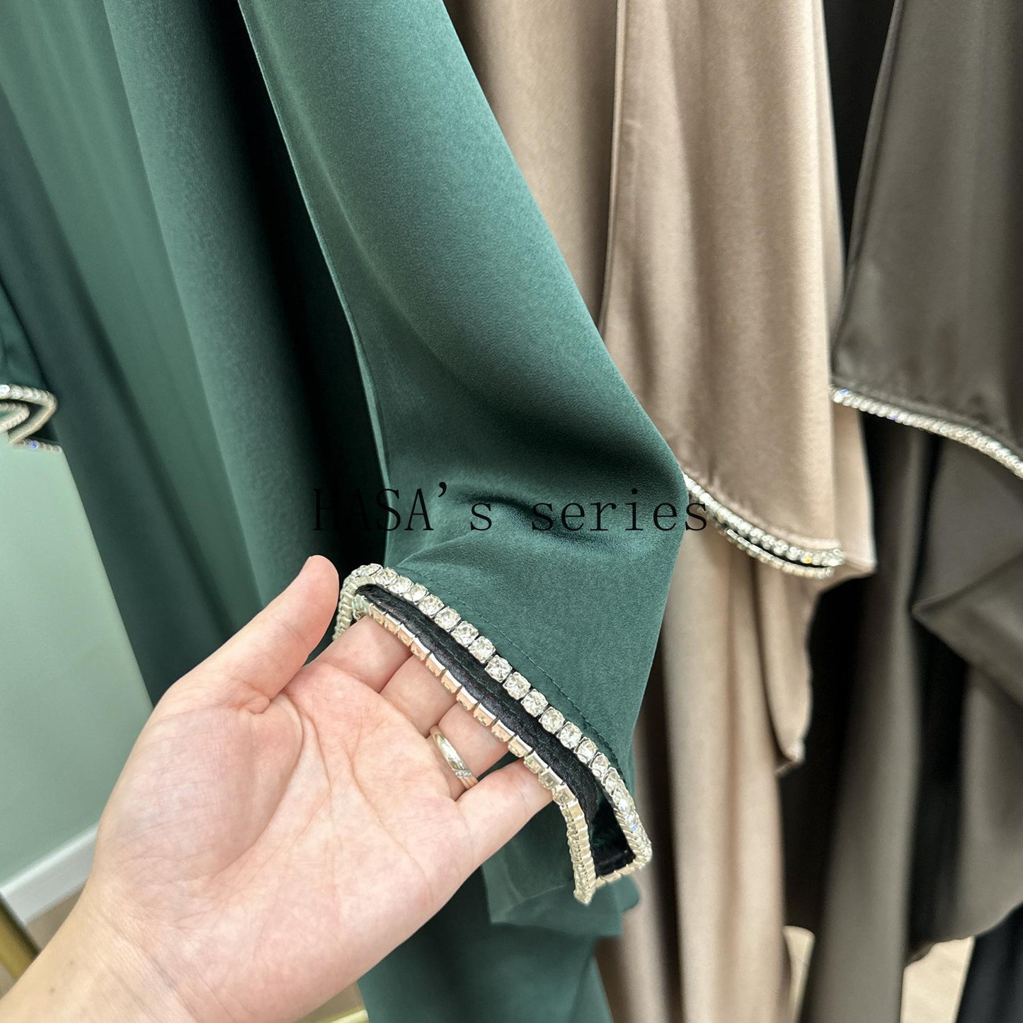 HS4841 A Minimalist, Beaded, Matte Satin Long Dress with A Subtle and Elegant Design.