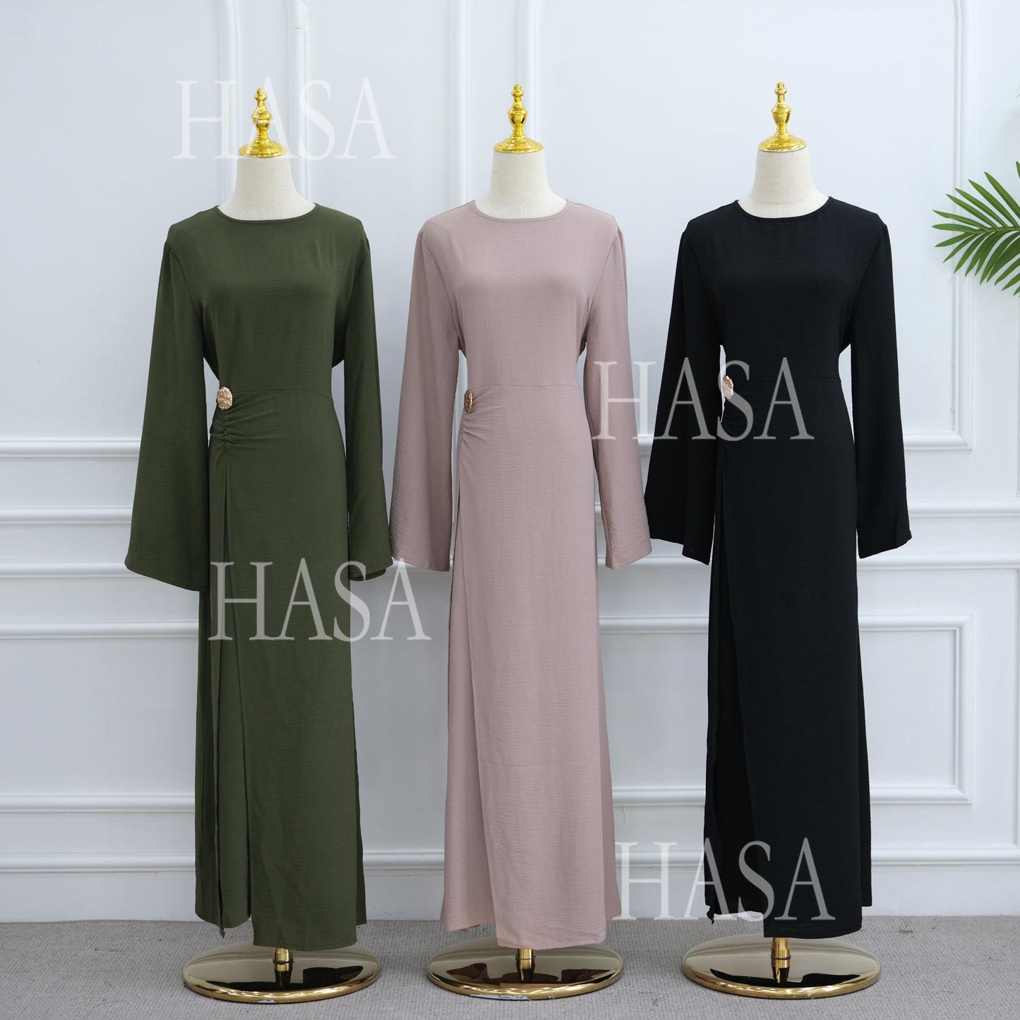 HS6549 Minimalist Abaya with Waist Detail