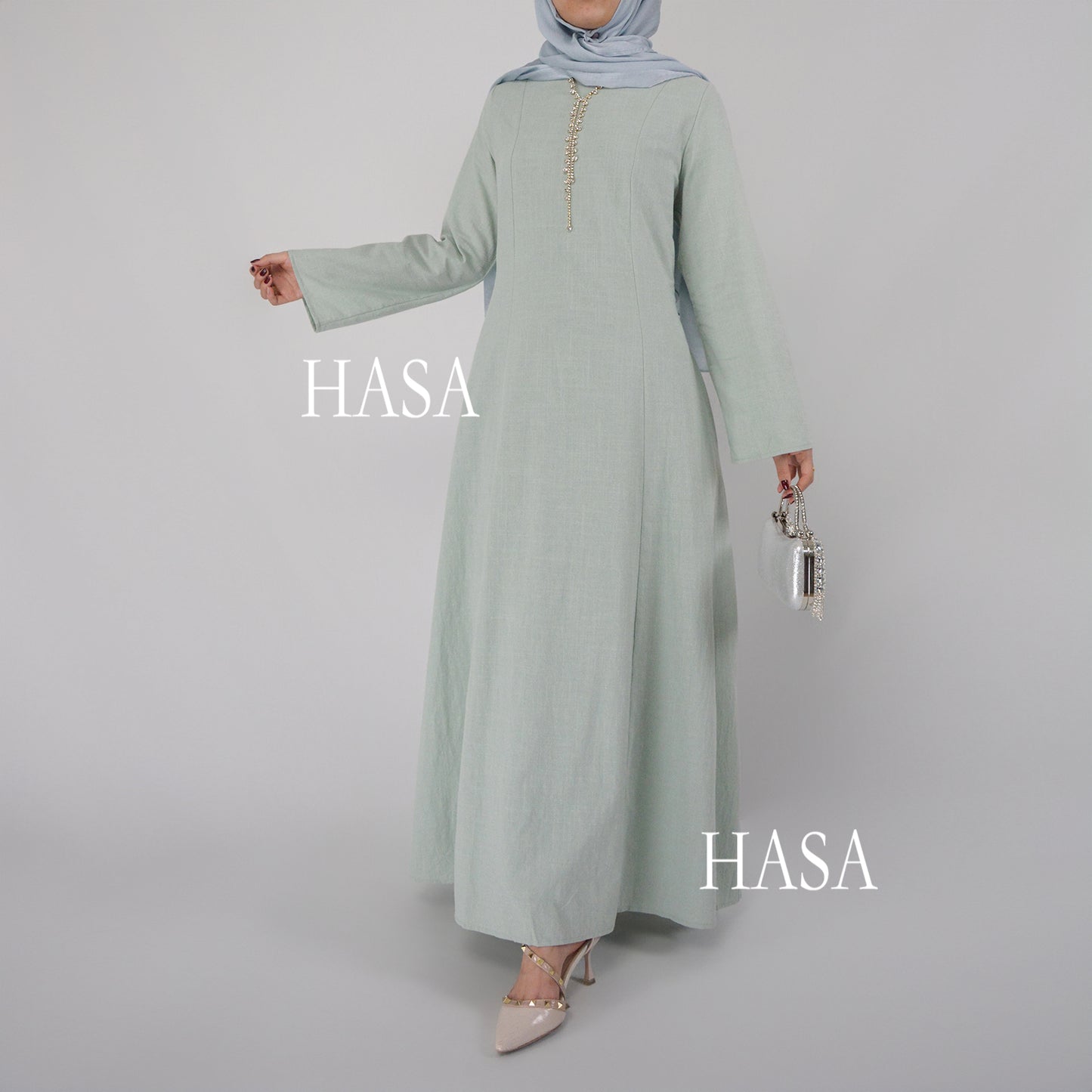 تنورة طويلة أنيقة من HASA HS5866 برباط خصر وتصميم واسع متأرجح
