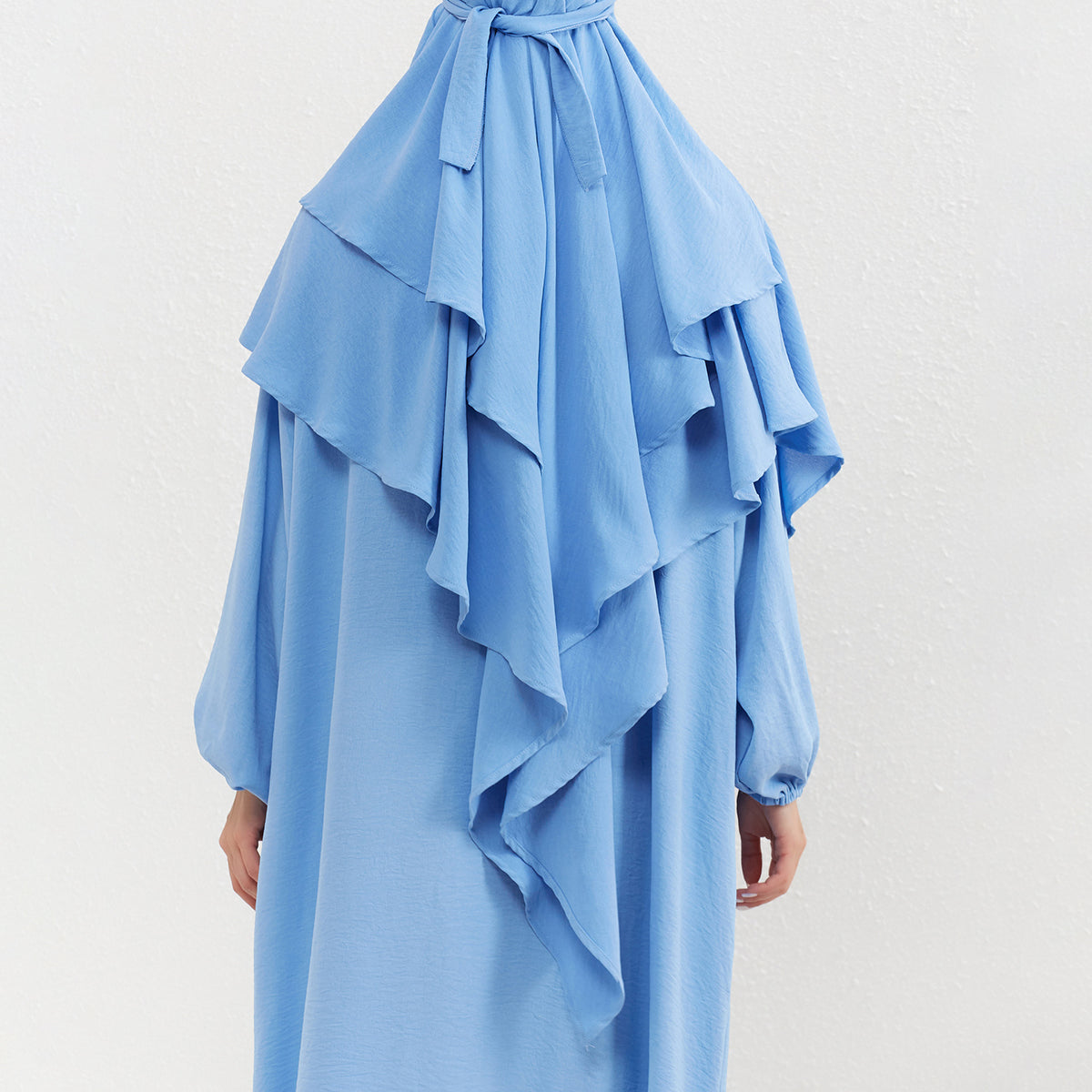 HASA HS0559 Crepe Abaya with Pockets + Layered Khimar Set