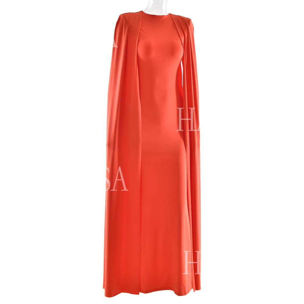 HASA HS6774 Luxury Long Sleeve Cape Style Bodycon Dress