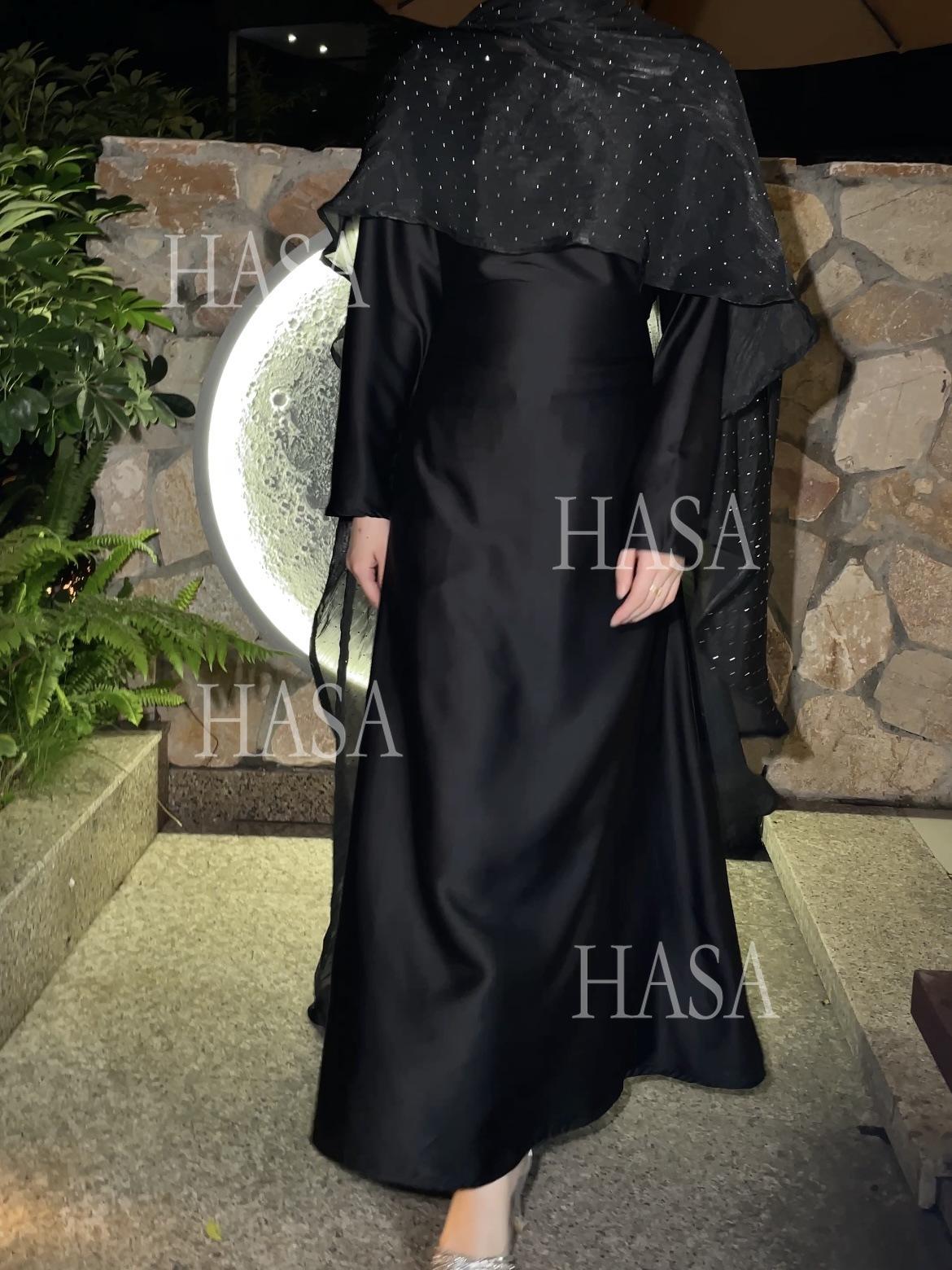 HS6477 Shiny robe two-piece set with rhinestone shawl decoration