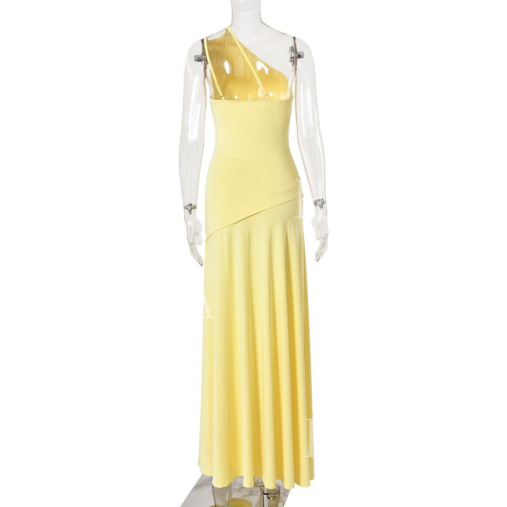 HASA HS6765 Elegant Sculpted Fit Maxi Dress
